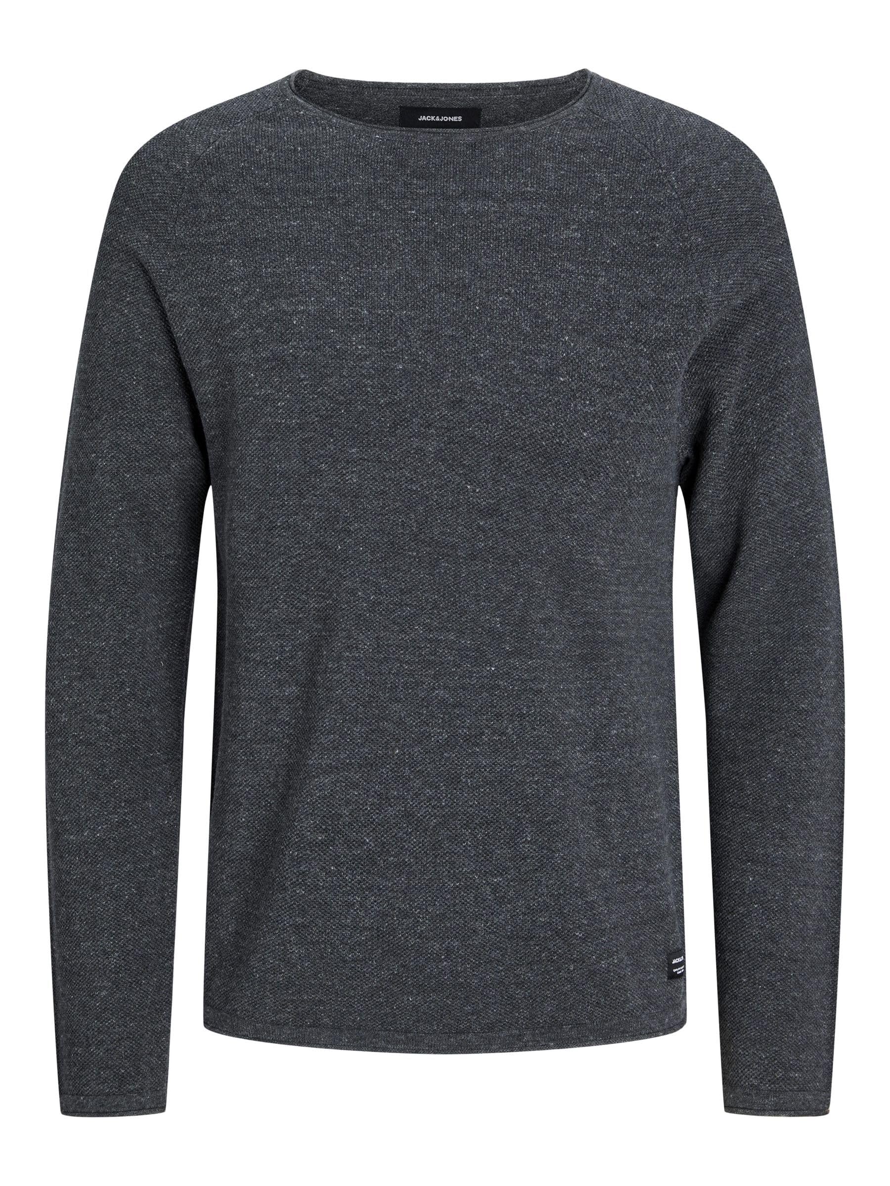 Jack & Jones NOS Men's Jjehill Knit Crew Neck Noos Jumper, Grey (Dark Melange Dark Melange), Small