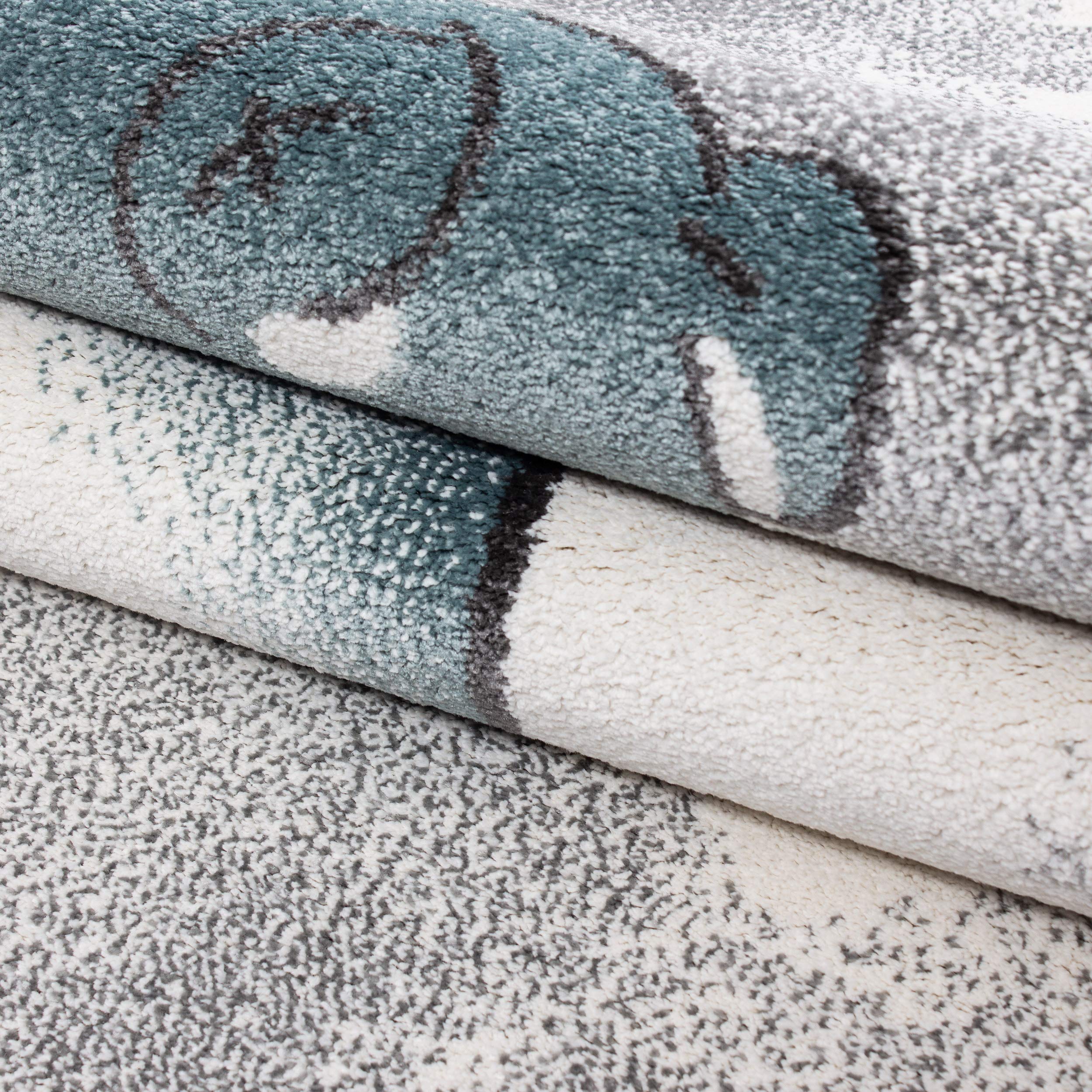 Teppium Tapis pour Enfants avec Motif Ours, Doux et Confortable, pour Chambre de bébé, Salle de Jeux, Chambre d'enfant, à Poils Courts, Moelleux Taille: 160 x 230 cm, Couleur: Bleu-5