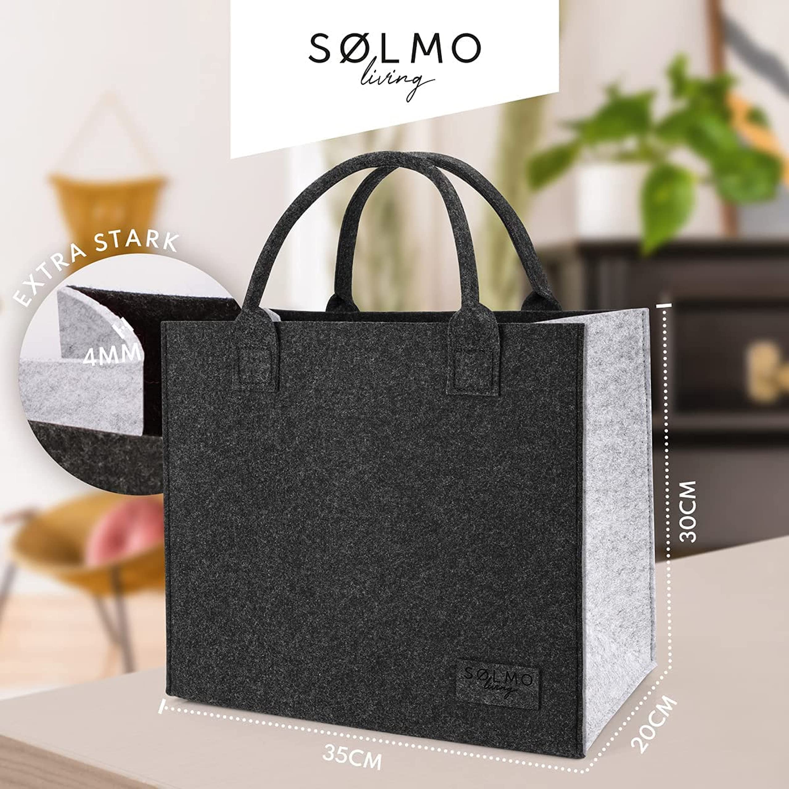 sølmo Borsa In Feltro Spesso - Grande E Pieghevole Della Spesa - Shopper Da Donna - Del Mercato Con Manico - Di Stoccaggio