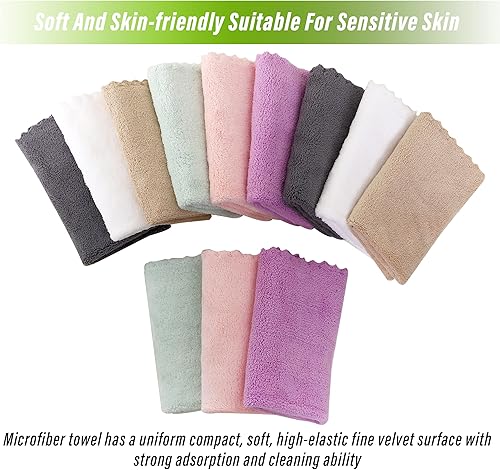 Miniatura 3 de TENSTARS Juego de 12 paños de alta calidad, secado rápido, terciopelo coral de microfibra suave, altamente absorbente, uso multiusos como baño, spa,