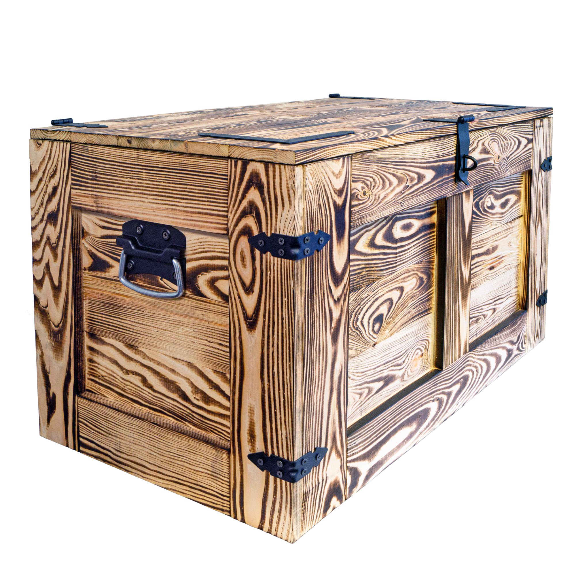 Kistenkolli Altes Land grosse Truhe Aufbewahrungskiste Oskar Ablagekiste Holzkiste Schatztruhe Wohnzimmertisch Kommode aus Holz Maße cm 80x45x47cm L x T x H (geflammt)