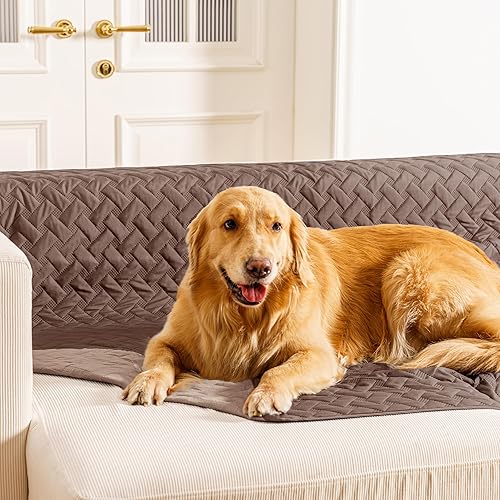 Miniatura 10 de gogobunny Manta impermeable 100 % de doble cara para perro, funda de cama suave para mascotas, reversible, protege muebles, sofá, auto para Beige