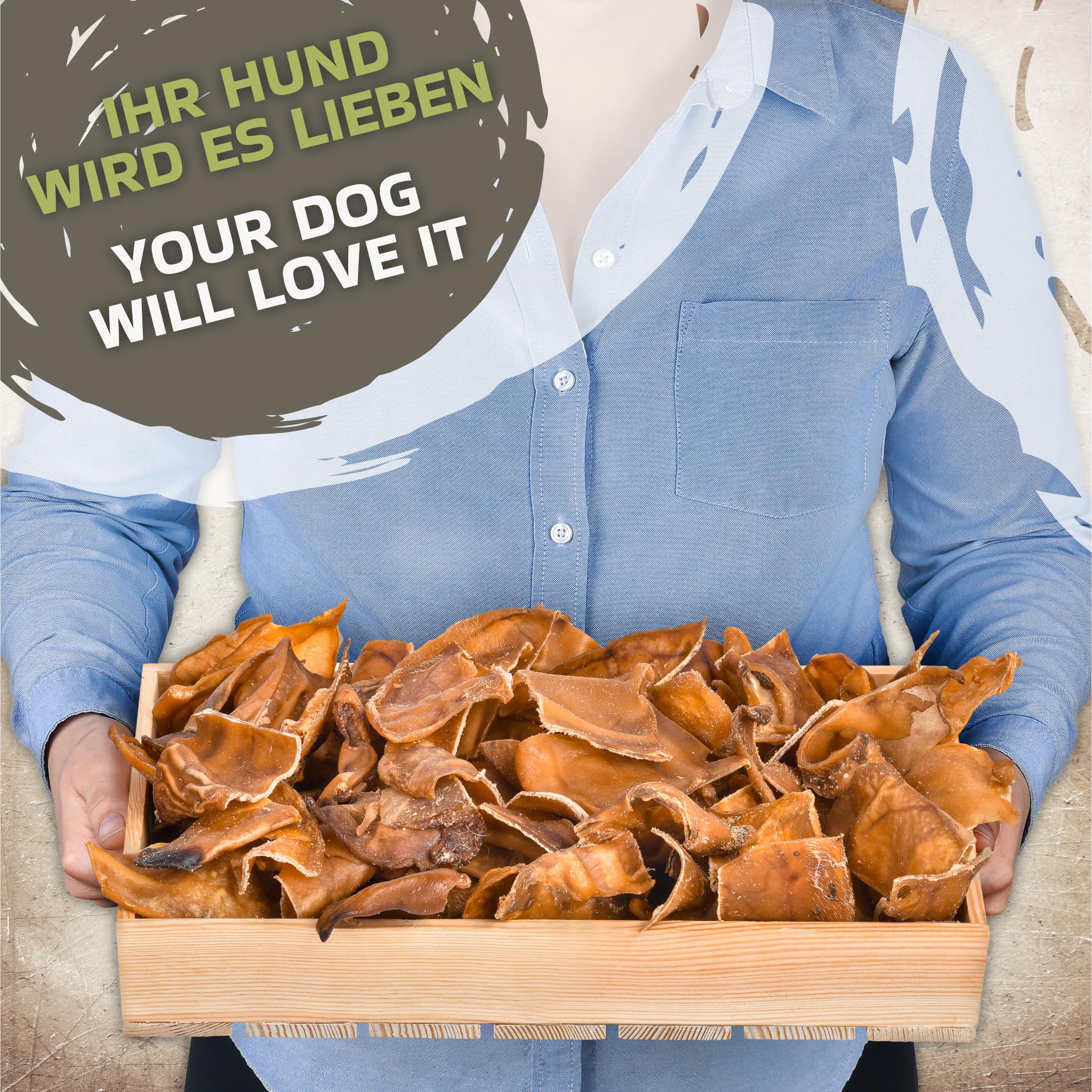 Oreilles de porc coupées pour chiens 1 kg (environ 43 à 48 pièces) | Articles à mâcher entiers séchés | 100 % naturel | Plaisir à mâcher durable | Sans céréales | Idéal pour les petits et grands