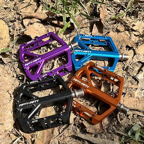 Miniatura 7 de FIFTY-FIFTY Pedales de bicicleta de montaña, pedales planos MTB antideslizantes, pedales de aleación de aluminio, rodamiento sellado de 916