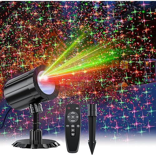 Christmas Projector Lights Outdoor, LED Waterproof Projector Lights, 3 Modes with Remote Control Outdoor Christmas Projector for Christmas Decorations Outdoor Yard Holiday Party