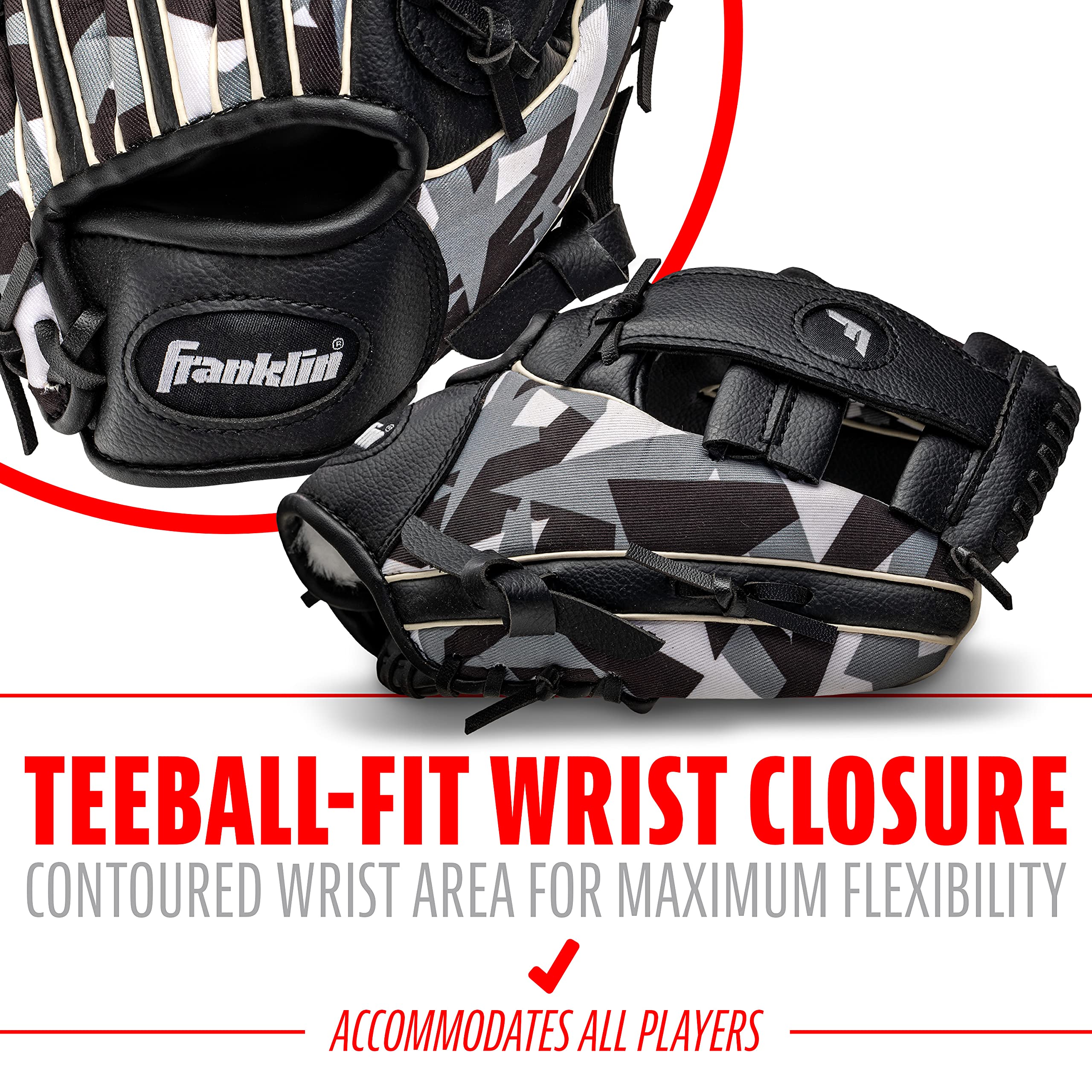 Franklin Sports RTP Digi-Camo Teeball Rendimiento Guantes, 9,5 "