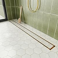 Vista 12 de Neodrain Drenaje de ducha lineal de 32 pulgadas con rejilla de inserción de azulejos, desagüe de suelo de ducha rectangular de acero inoxidable