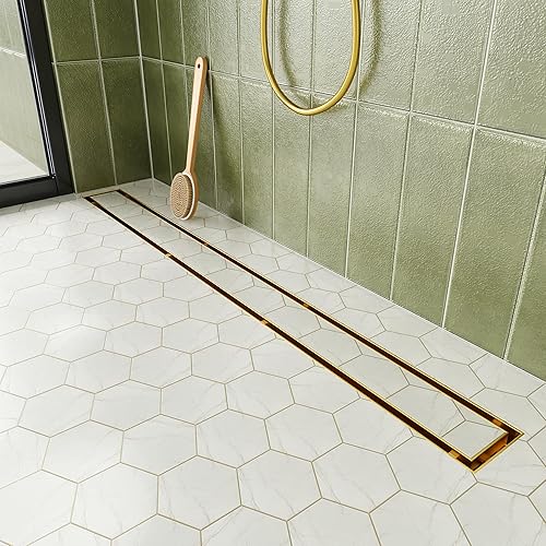 Miniatura 10 de Neodrain Drenaje de ducha lineal de 18 pulgadas con rejilla de inserción de azulejos, desagüe de suelo de ducha rectangular de acero inoxidable