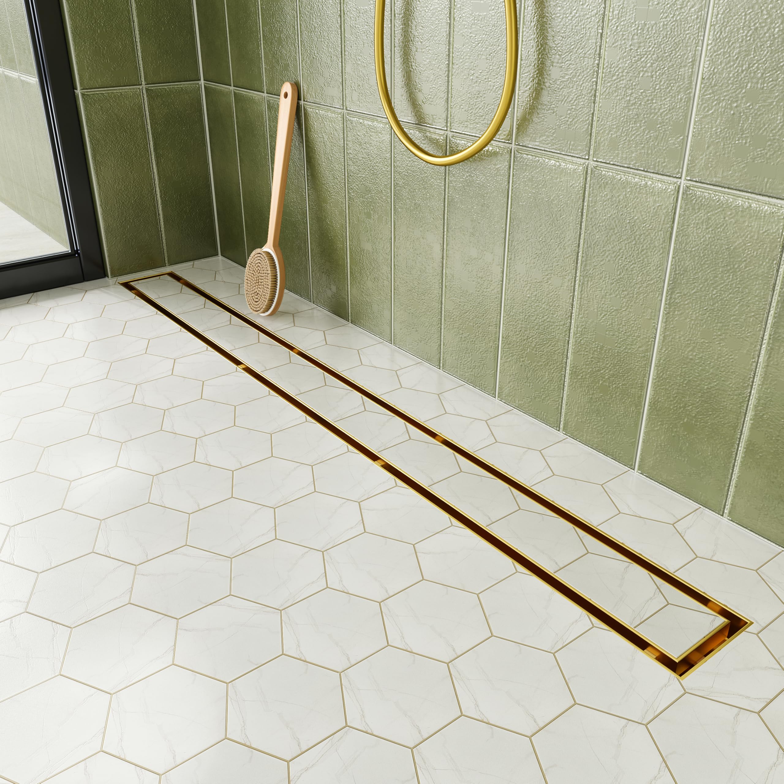 Caniveau de douche linéaire en acier inoxydable 304 doré Neodrain 76,2 cm