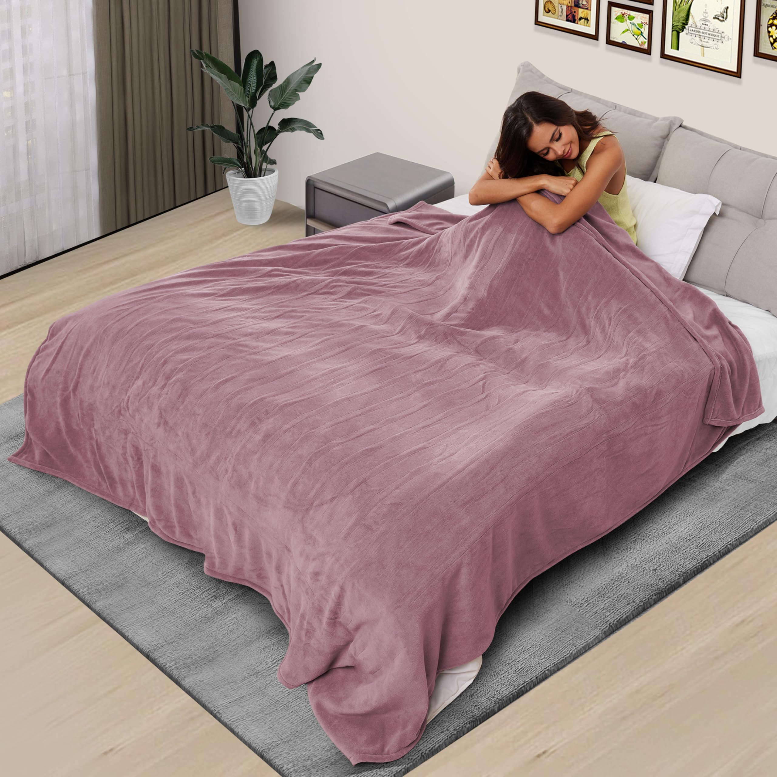 Electric Heated Blanket 72"x84" Full Size, Soft Coral Fleece with 4 Heating Levels and 10 Hours Auto-Off, Machine Washable, Cozy Plush Fabric for Home, Purple