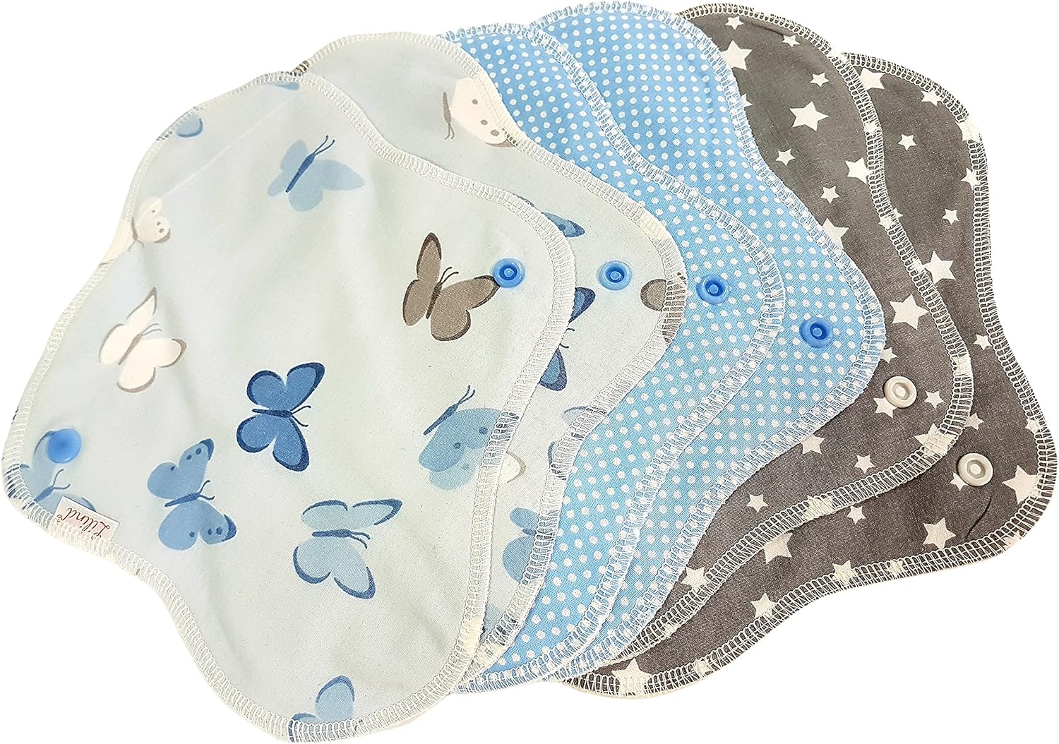 Lilind® 6 Pack Everyday 9" Regular Organic Cloth Pads on Random Color, Reusable Menstrual Sanitary Napkins, 100% Cotton