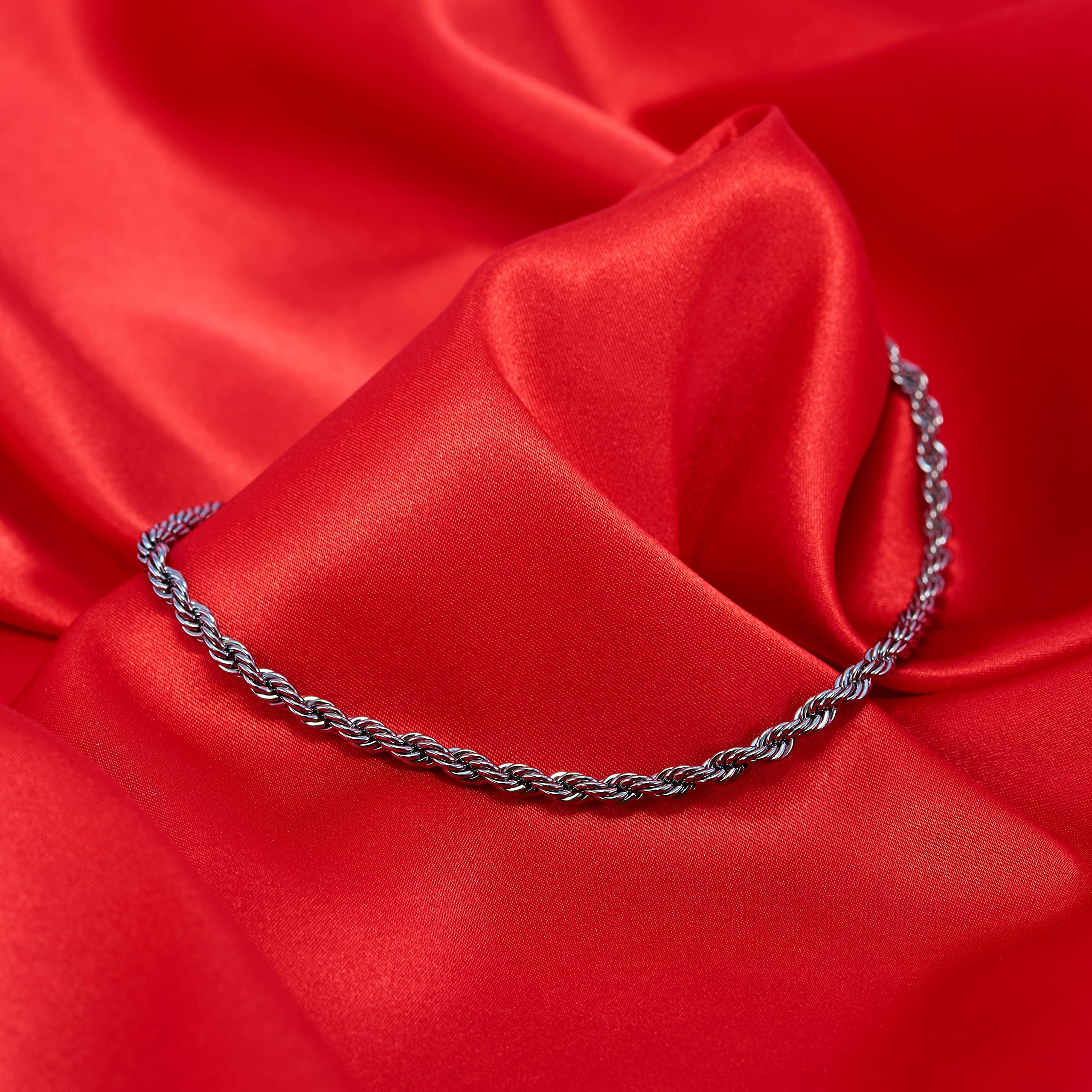 LIFETIME JEWELRY Catena da 5 mm per uomini e donne con taglio a diamante, catena per uomini e donne, 40-91 cm, nera, canna di fucile, acciaio inossidabile