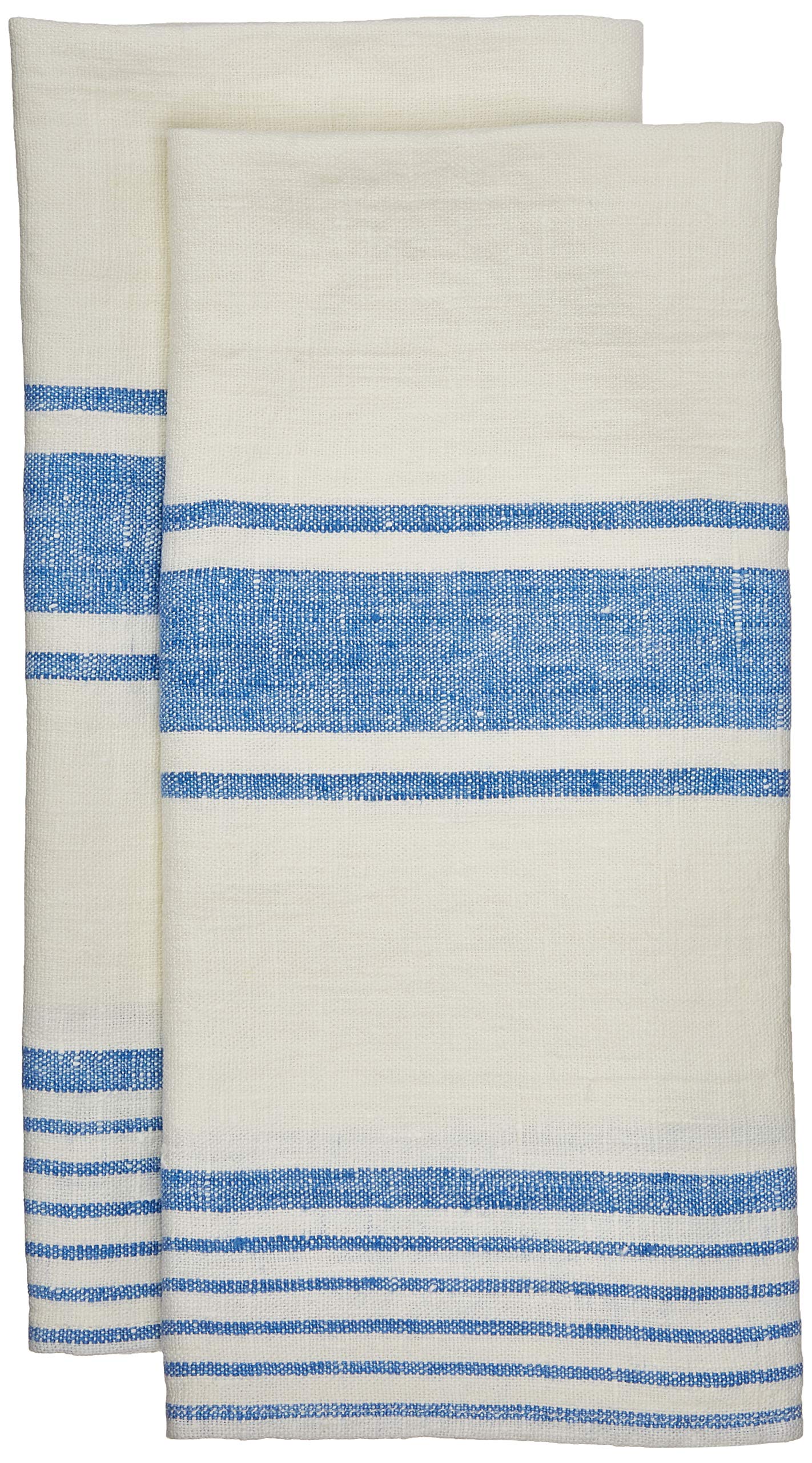 LinenMeTuscany Hand And Guest Towels, 18" x 28", Off White/Blue