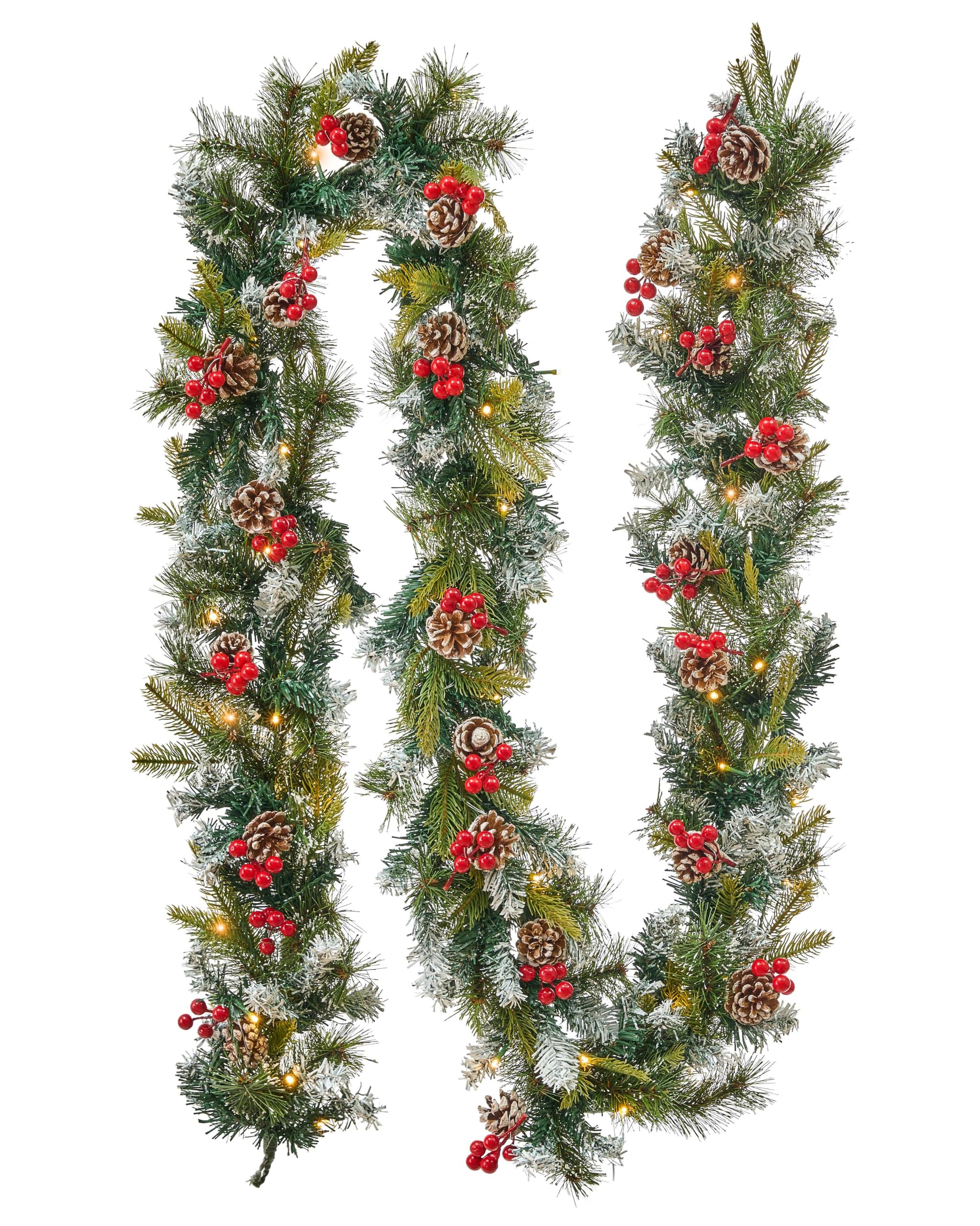 Künstliche Weihnachtsgirlande mit Beleuchtung Schnee 270 cm Indoor grün Paimio