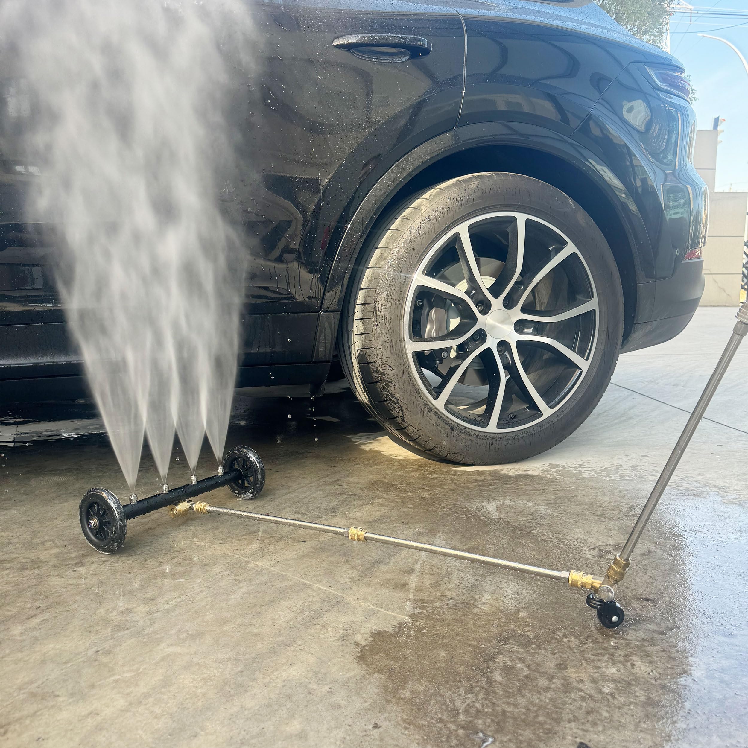 Tool Daily Limpiador de tren de rodaje de doble función con rueda giratoria, limpiador de superficies para lavadora a presión, escoba de agua para lavado de coche, 16 pulgadas, 4000 PSI