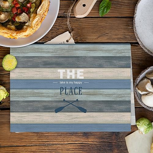 Miniatura 3 de Juego de 2 toallas de mano divertidas rústicas de lago barco, decoración de campista, regalos para el hogar, casa de lago de verano, decoración