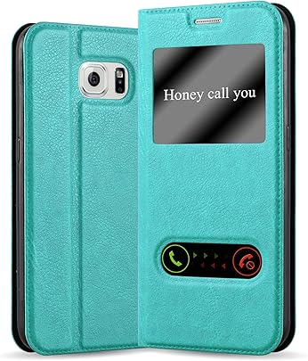 Cadorabo Coque pour Samsung Galaxy Turquoise Menthe Housse Protection avec Stand Horizontal  Fente Carte Deux Fen tres View Etui Poche Folio Case Cover Cadorabo Coque pour Samsung Galaxy Turquoise Menthe Housse Protection avec Stand Horizontal  Fente Carte Deux Fen tres View Etui Poche Folio Case Cover