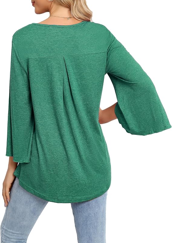 Womens 3/4 Sleeve Blouses Tops V Neck Trendy Dressy Casual Shirts