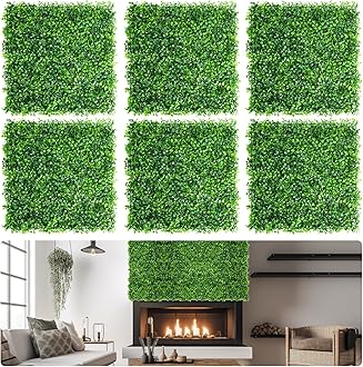 Aboofx Artificial Grass Wall Panels, 16 Pack 20x20in Green Wall Decor Greenery Wall Boxwood Panels with 100 Zip Ties for Garden Fence Privacy, Greenery Wall Decoration(44.44 SQ Feet)