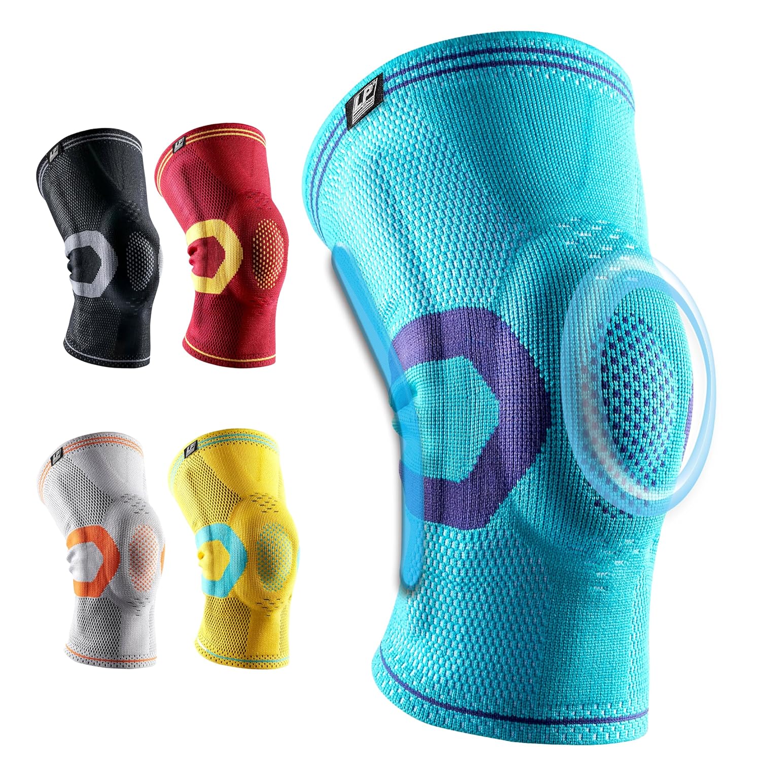 LP 170XT Compression Knee Sleeve with Silicone Pad & Bilateral Stays – Breathable Knee Support for Enhanced Sports Performance in Running, Basketball, Soccer, Tennis, Gym Workouts, Hiking – Optimal Joint Stability for Active Athletes (Blue, Large,1pcs)