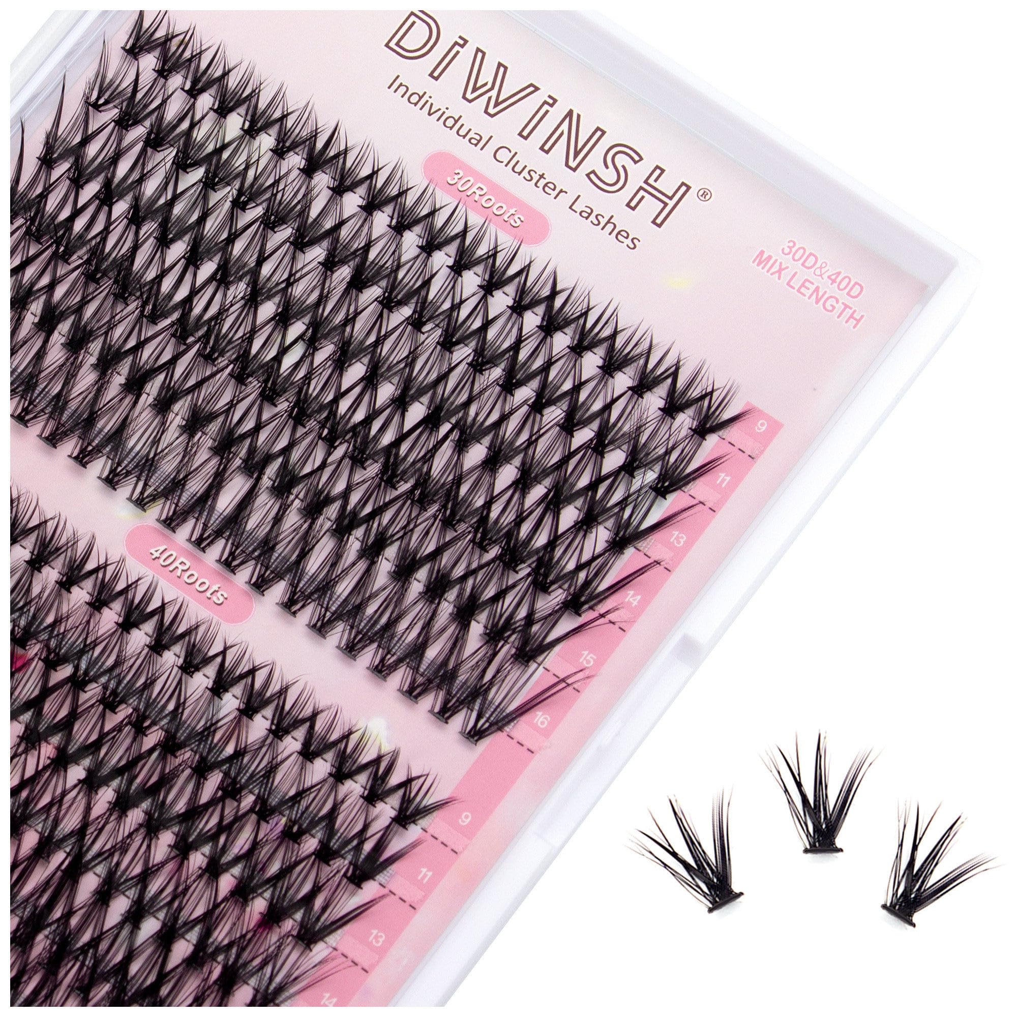 DIWINSH Pestañas pelo a pelo 240PCS Individuales Cluster 30D+40D 0.07 D Curl 9-16mm Mixed Pestañas postizas Extensión DIY de pestañas Individuales(30D+40D-9-16mm-MIX)