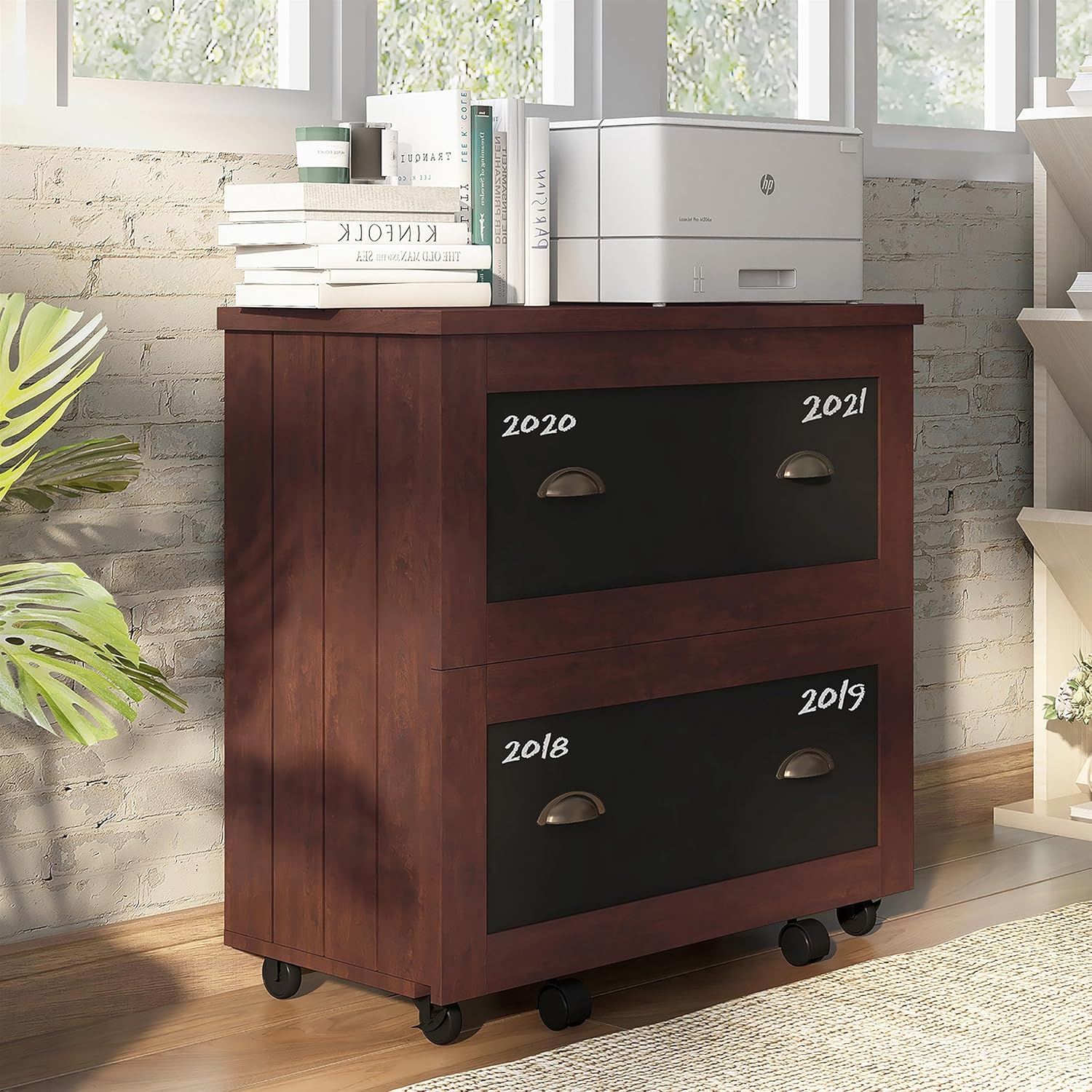 Furniture of America Waterford Wood 2-Drawer File Cabinet in Vintage Walnut