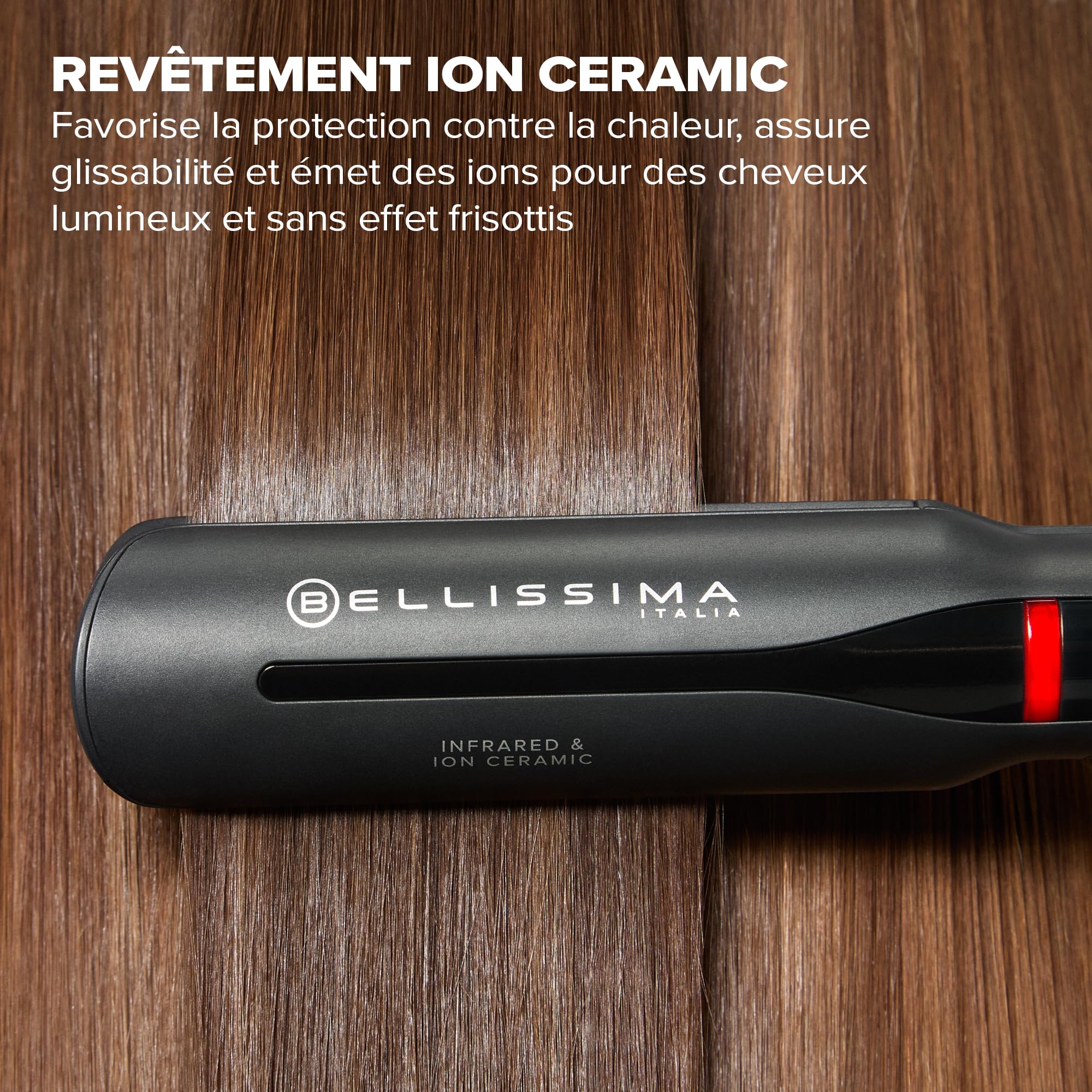 Belissima Fer à Lisser à Infrarouge Creativity Infrared - Pour Ondulation Cheveux et Lissage - Revêtement en Céramique et Kératine - Coiffure, Cheveux Ondulés - Prêt à l'Emploi en Quelques Secondes