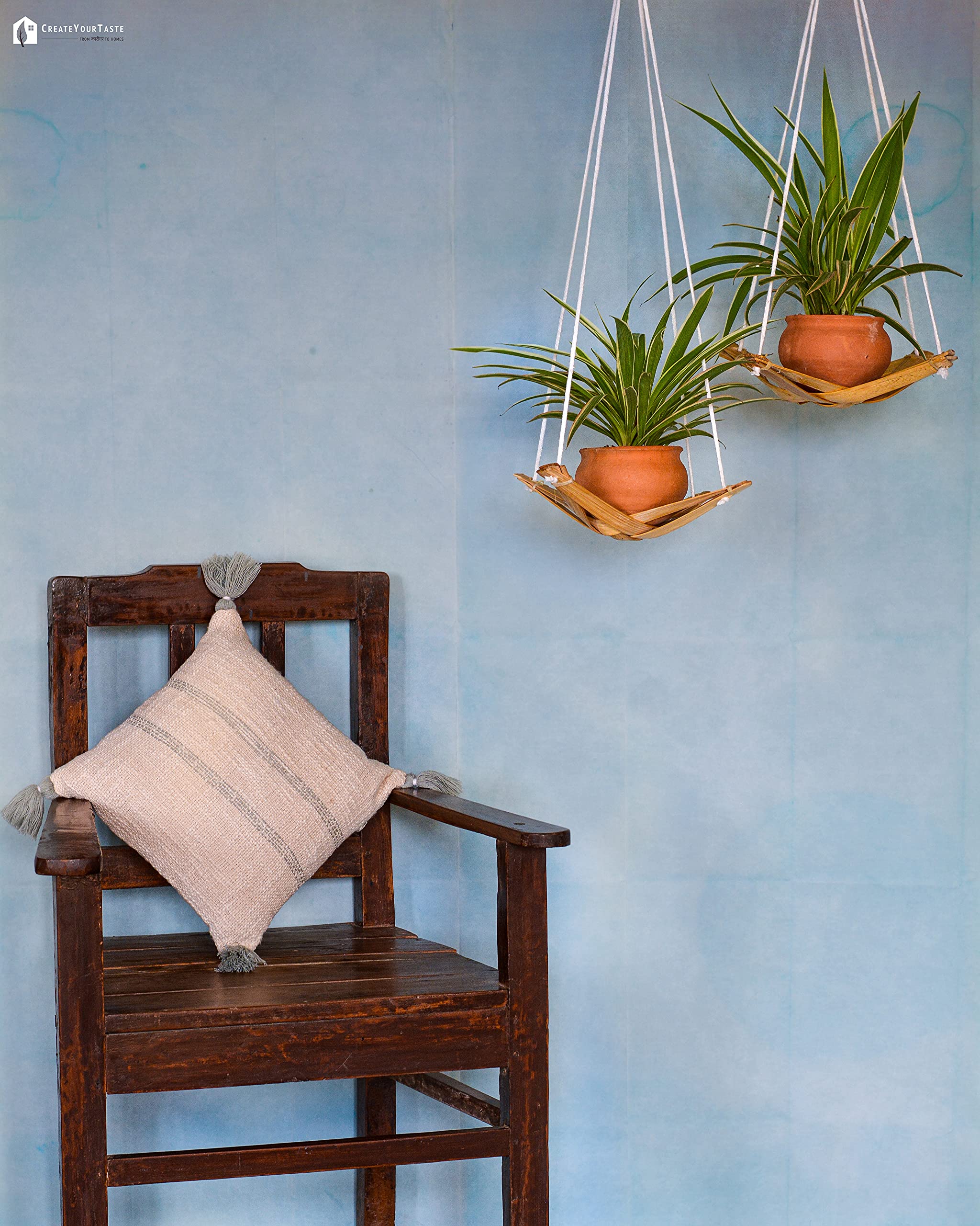 CreateYourTaste - Bamboo Hanging Planter for Balcony/Garden, Comes with a Terracotta Matki (Set of 3) (B091L19MJW) Amazon Price History, Amazon Price Tracker