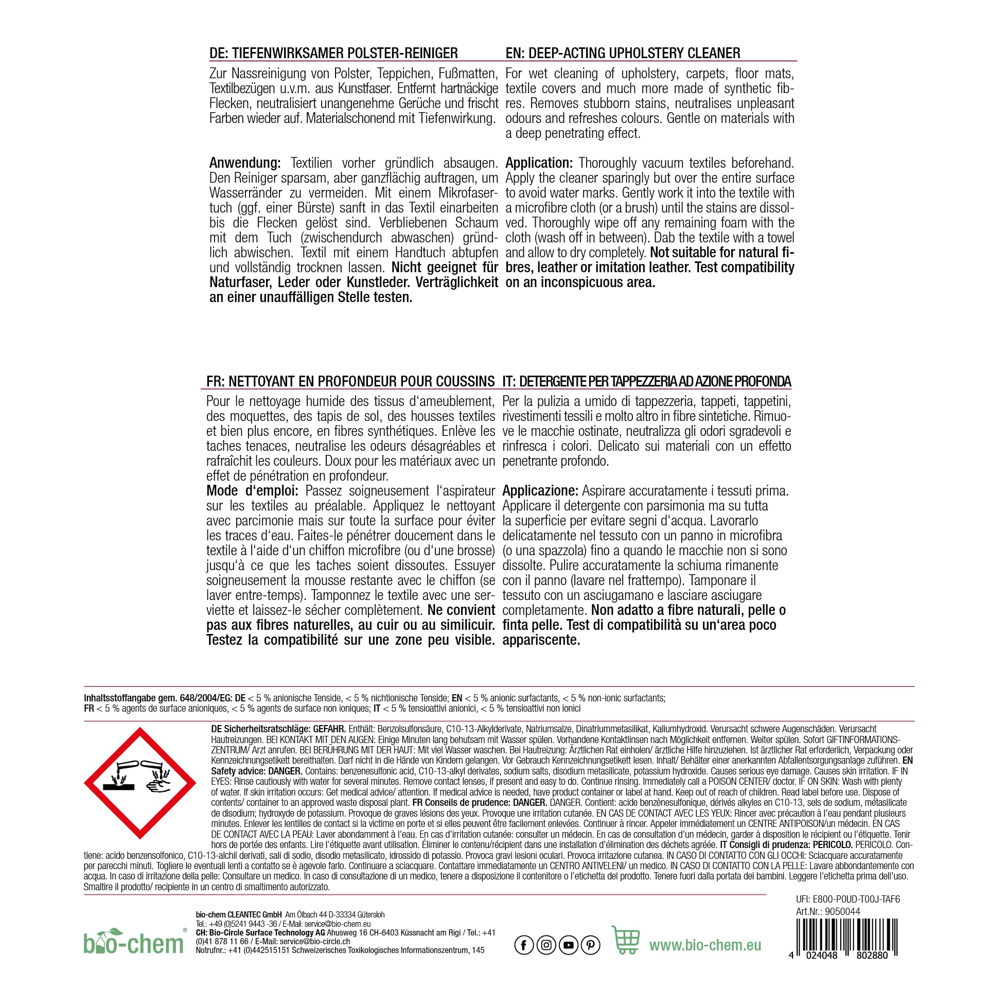 bio-chem Polsterreiniger Konzentrat 3x 500ml