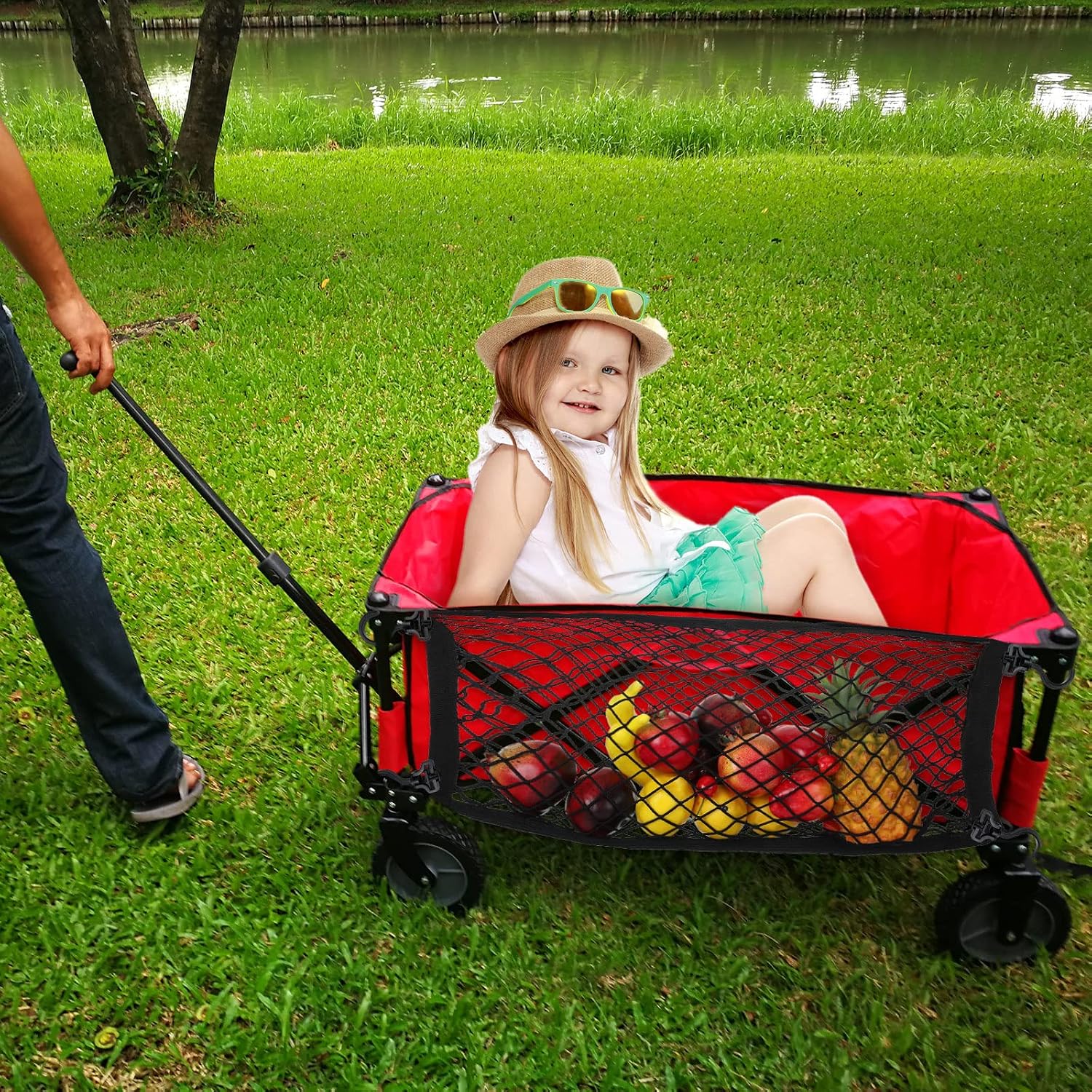Woanger 2 Pcs Wagon Cargo Net for Stroller 13.78 x 27.56 Inch Heavy Duty Stretchable Foldable Cargo Net for Extra Storage Space Large Storage Capacity Net Wagon Accessories