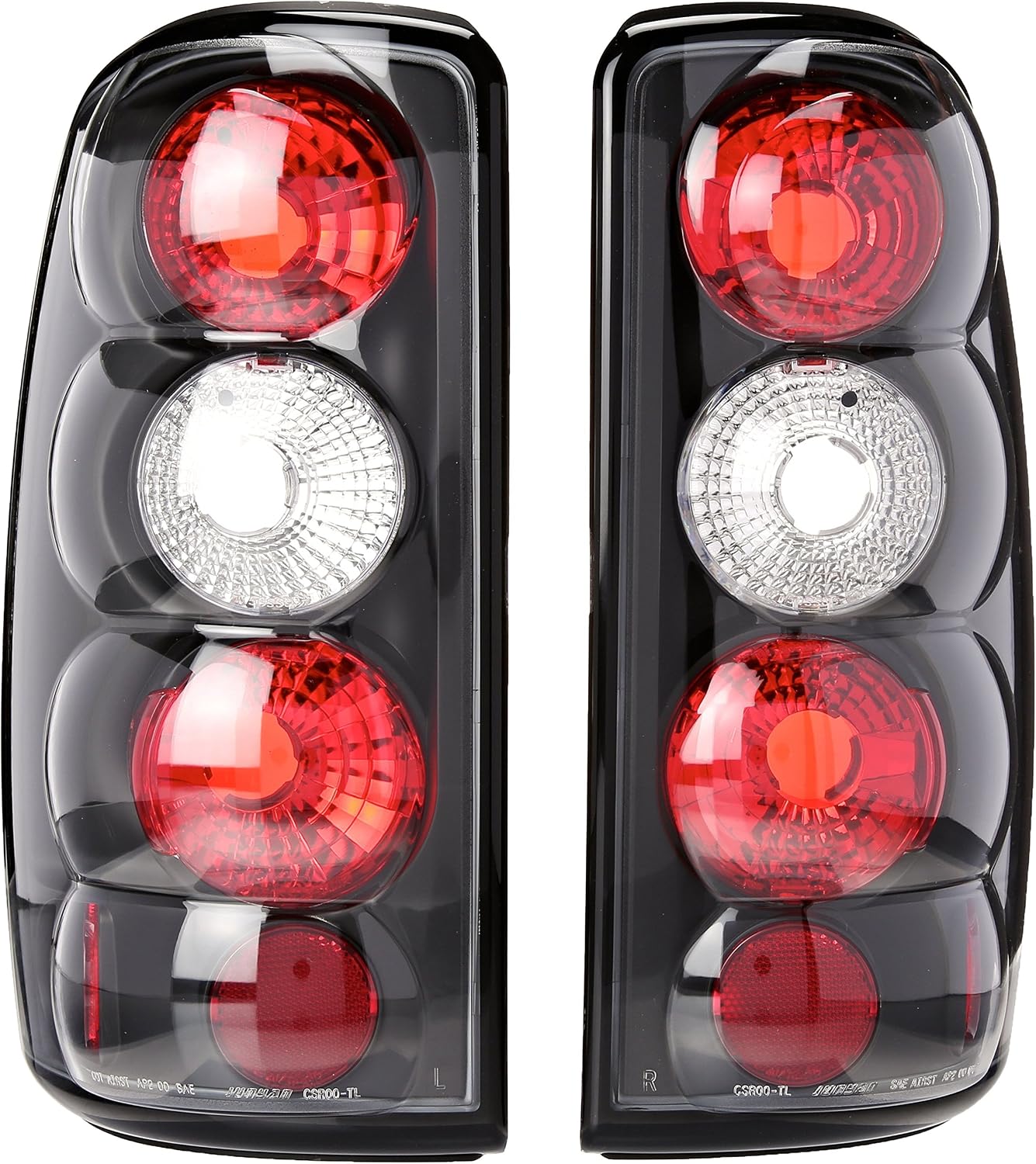 Spec-D Tuning Black Housing Clear Lens Tail Lights Compatible with 2000-2006 Chevy/GMC Suburban, Chevy Tahoe, GMC Yukon/Denali/XL, Left + Right Pair Assembly