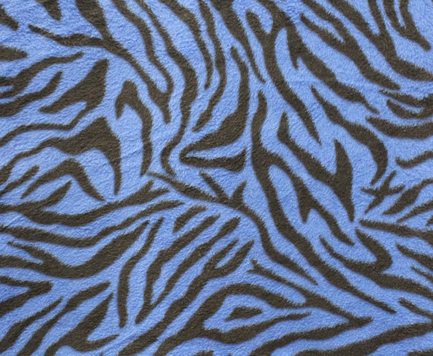 ZEBRA FLEECE FABRIC BY THE YARD BLUE AND BLACK 60" WIDE