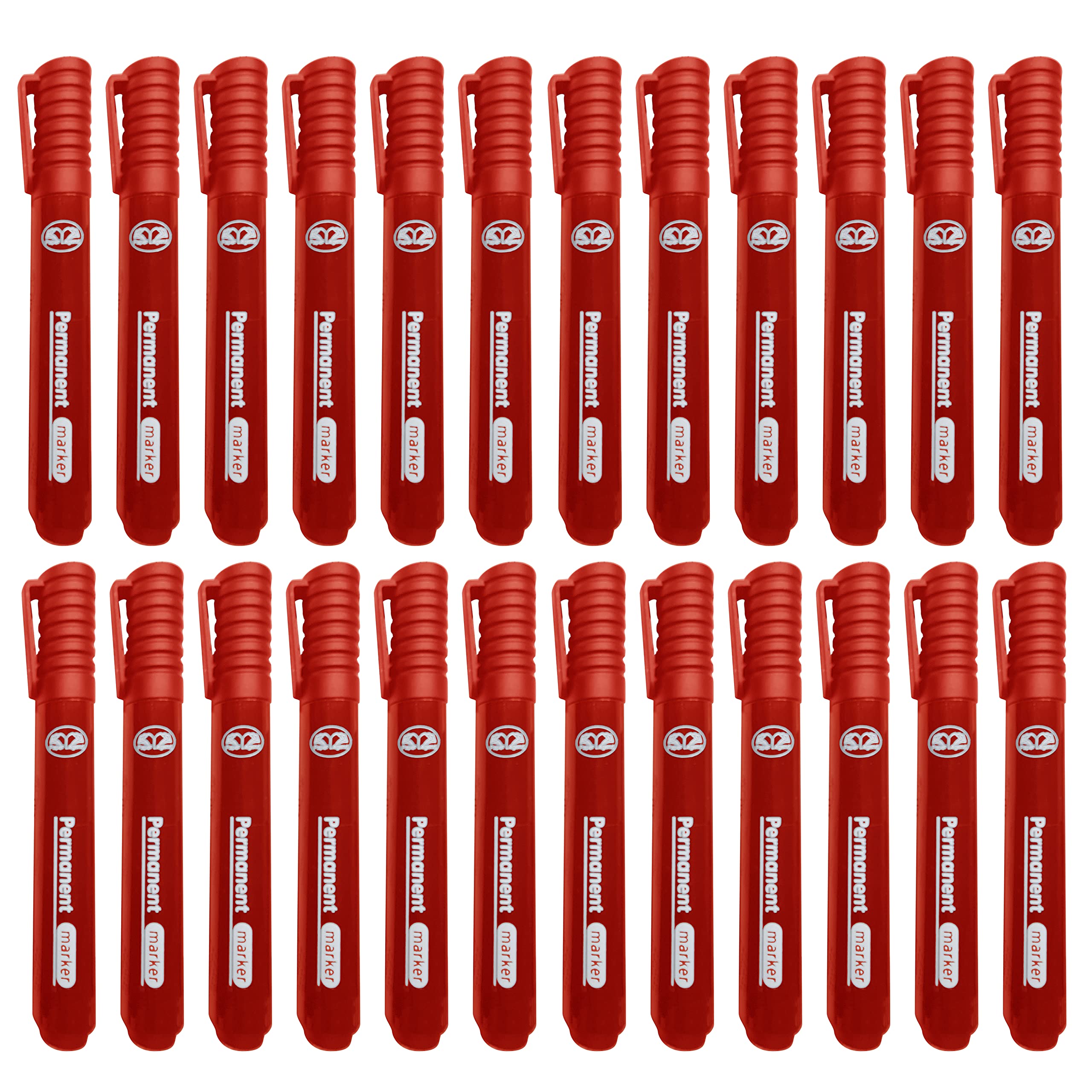 JMS we create smile Red Permanent Markers Thick Bullet Tip Pens Waterproof Quick Drying Smear proof Pens Works on Cardboard Plastic Glass Wood Metal & Fabric Colouring Doodling Marking (72)