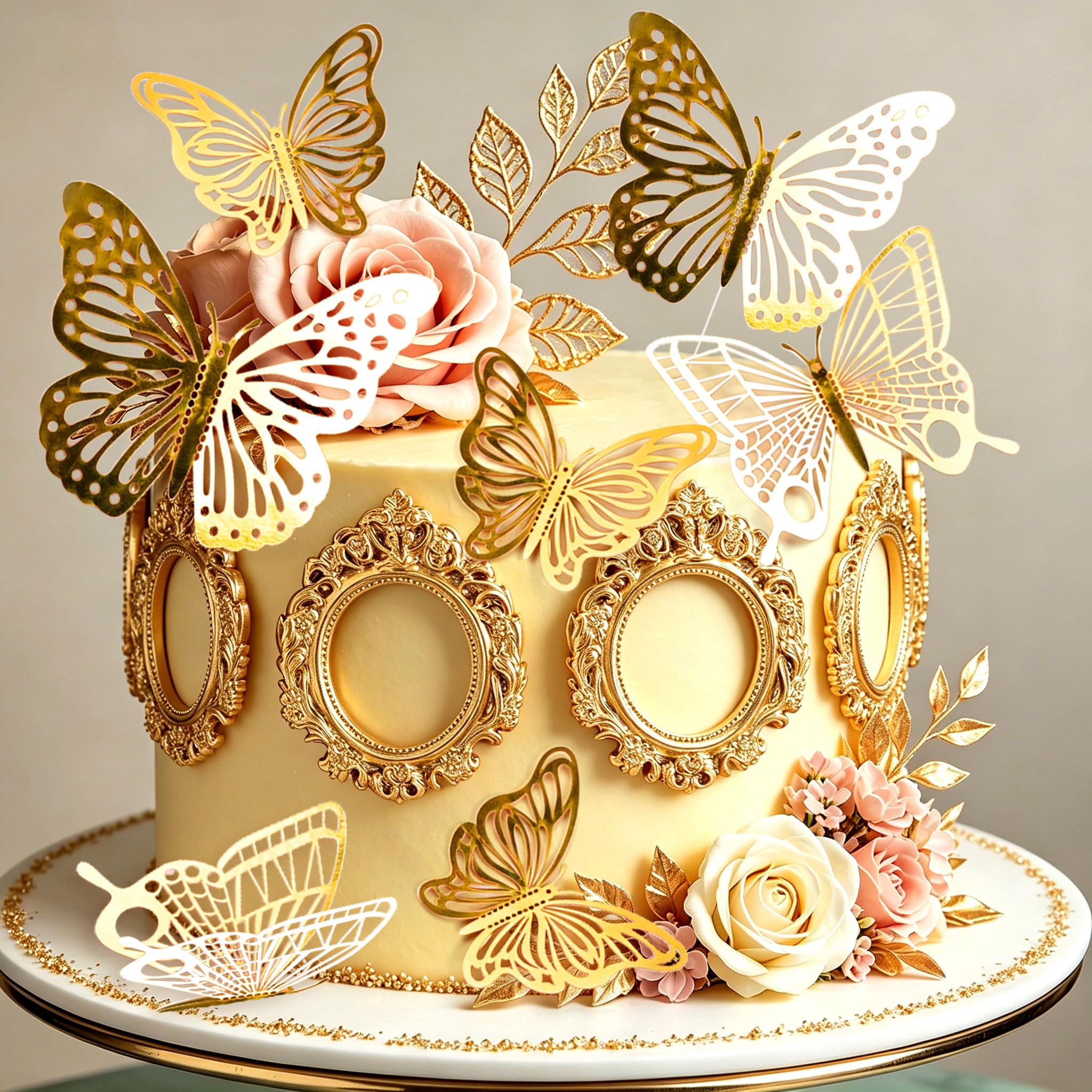 LaVenty Gold Frame Cake Decorations Tea Party Cake Topper