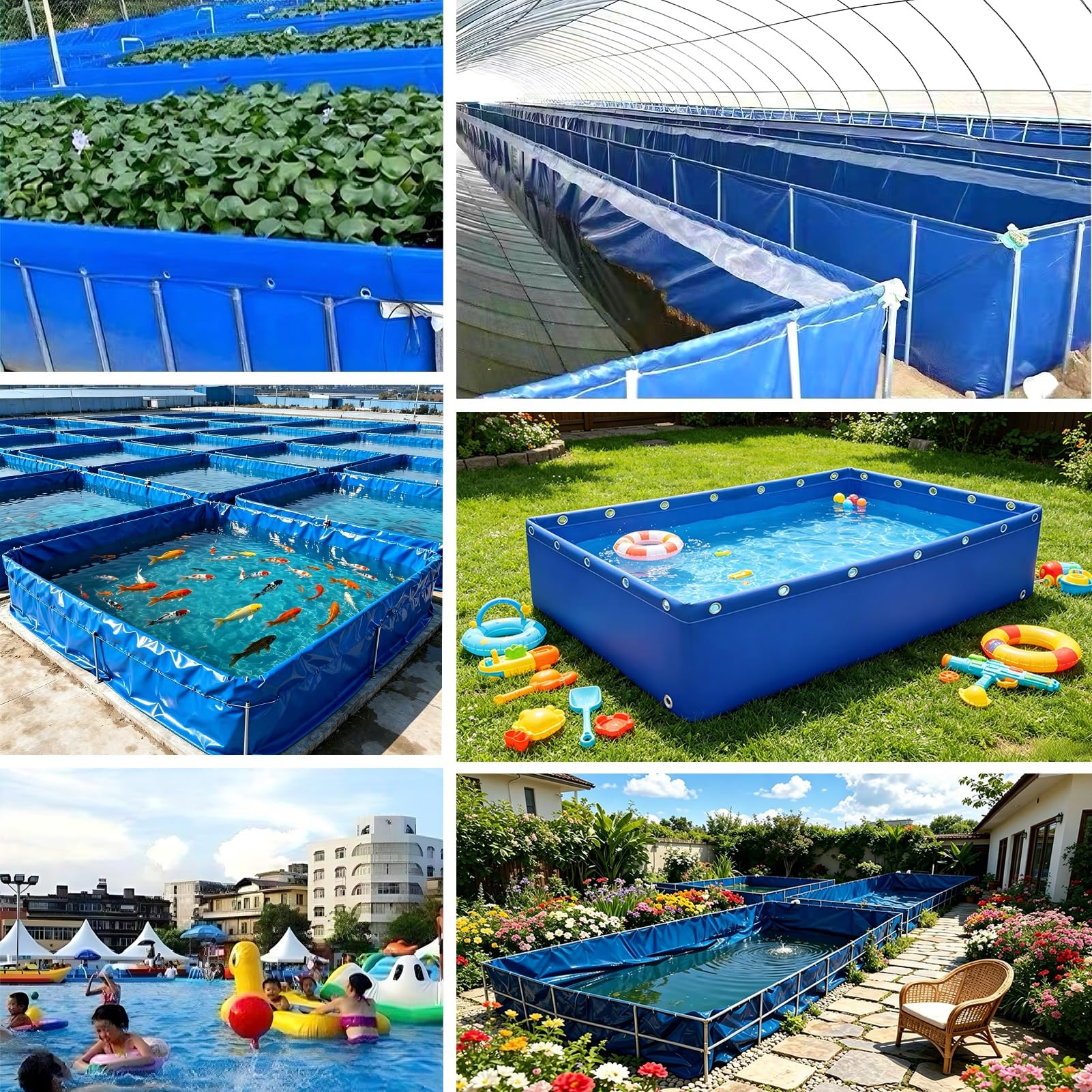 Tanque De Acuario Plegable para Peces, Estanque Rectangular Azul De Lona sobre El Suelo con Válvula De Drenaje, Piscina Portátil para Cría De Koi, Tanque De Peces Dorados(2x1x1.2m)