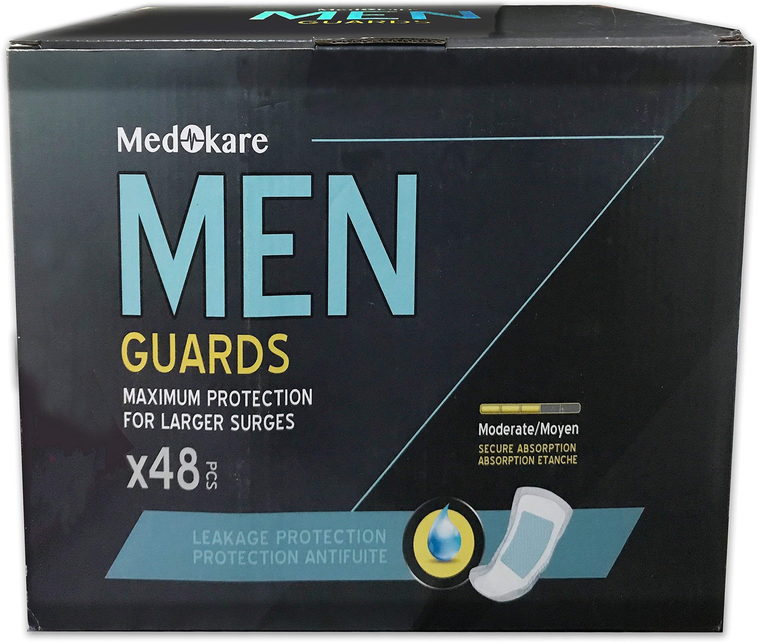 Medokare Incontinence Pads for Men - 48pack, Ultra Dry 450ml Absorbency Men Pads for Leakage, Urine Protection Men Guards, Individually Wrapped Discreet Cup Bladder Control Pads Shields for Men