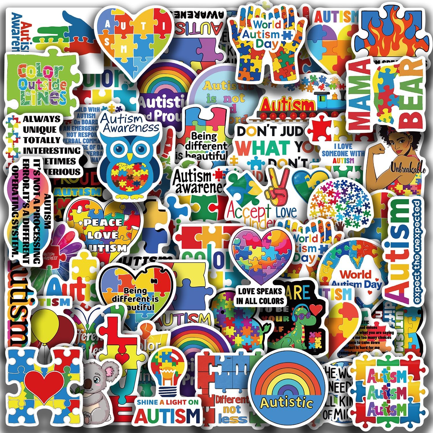 Amazon.com: 50PCS Autism Awareness Stickers Motivational Aesthetic ...