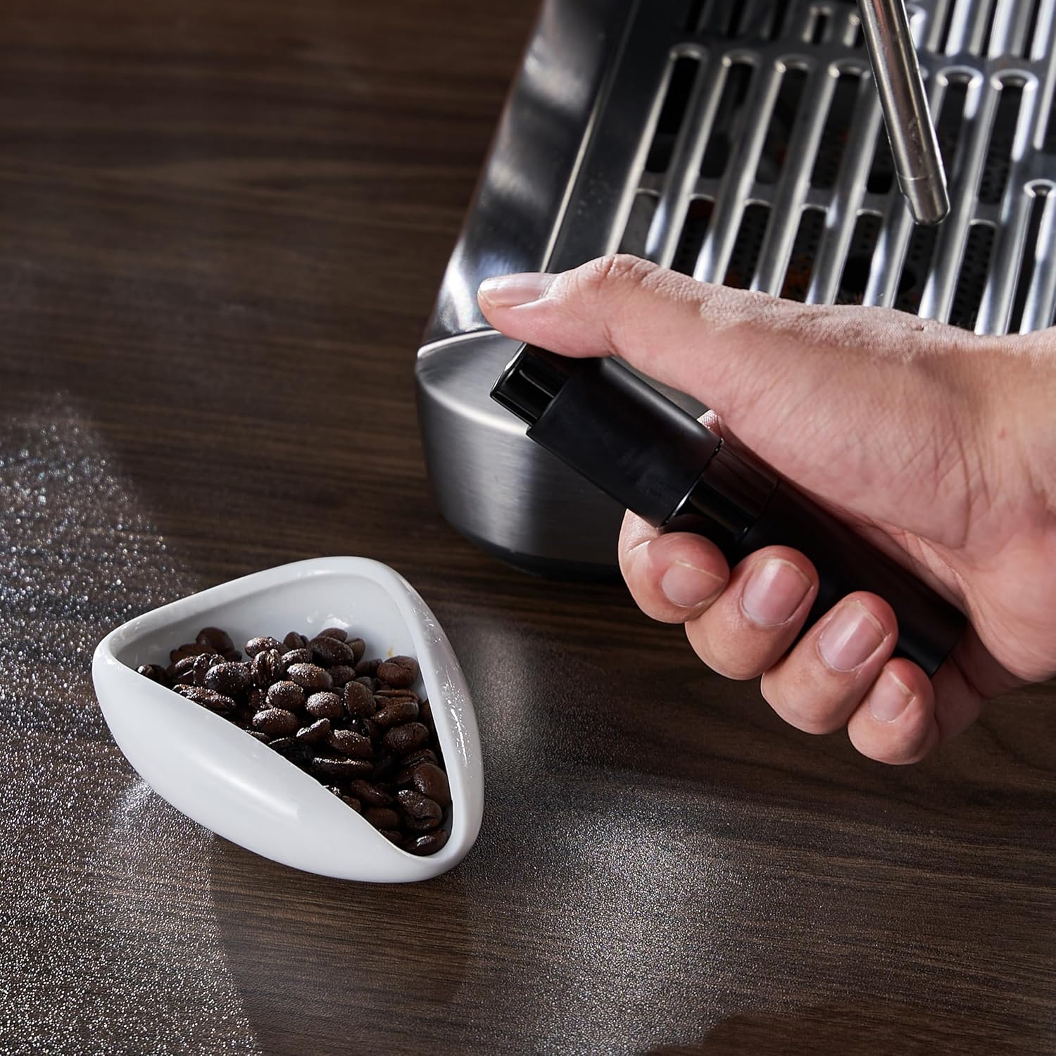 KNODOS Tazza dosatrice per chicchi di caffè e bottiglia spray RDT Set di accessori per bar in ceramica Vaso dosatore in ceramica Kit vassoio di misurazione a dose singola/regalo per amanti del caffè