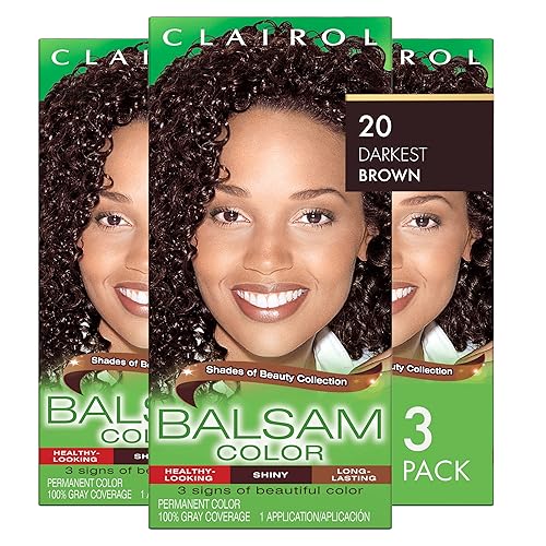 Clairol Balsam - Tinte permanente para el cabello, 20 colores de cabello castaño oscuro, paquete de 3