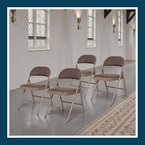 Miniatura 2 de OEF Furnishings OEF970 Series - Sillas plegables acolchadas de tela de alta calidad, asiento y respaldo acolchados cómodos para salas de Marrón