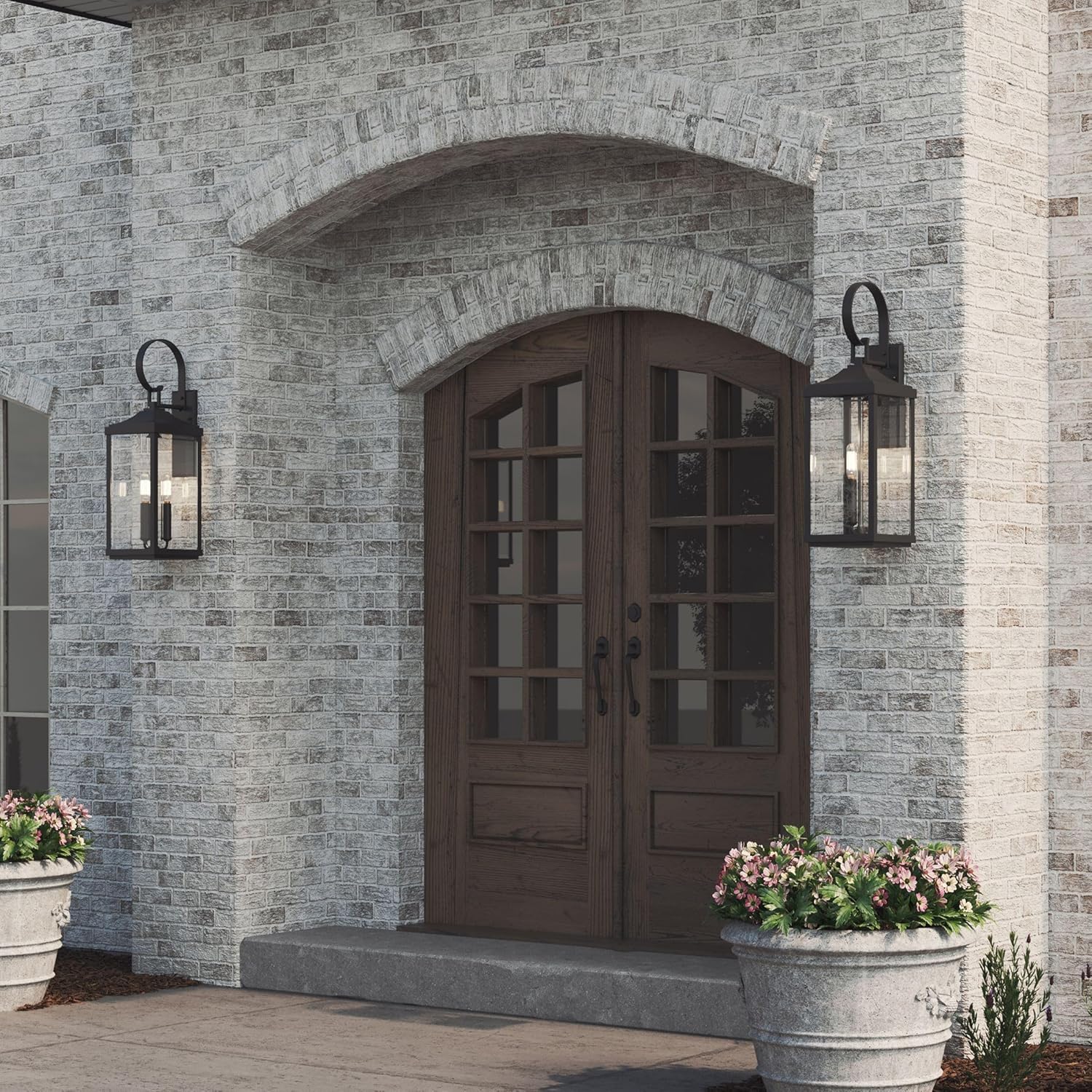 Gibbes Street Collection 3-Light Clear Beveled Glass New Traditional Outdoor Large Wall Lantern Light Textured Black