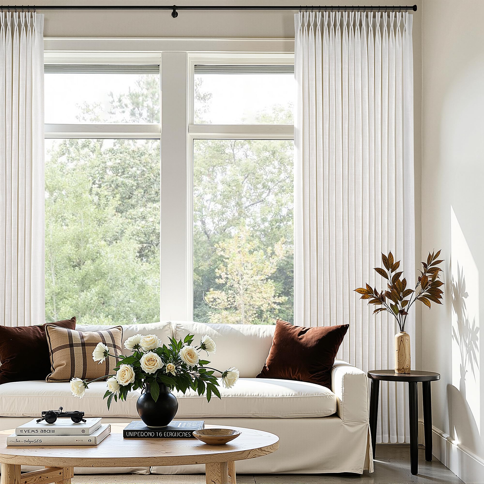 Photo 1 of COMON HOME 80"W x 90"L Pinch Pleated Linen Blend Curtains