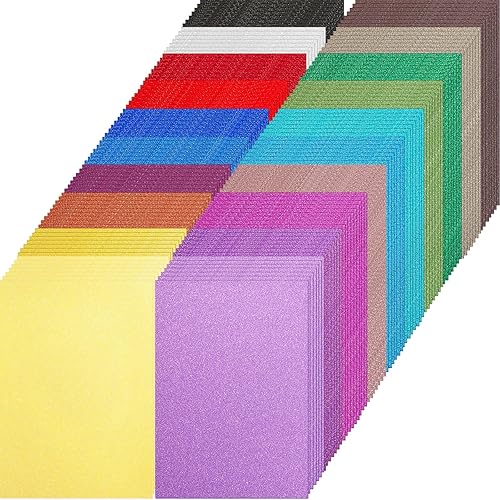 Zhanmai 160 hojas de cartulina con purpurina de 250 GSM, papel grueso con purpurina para manualidades, papel de cartulina de 20 colores de 8.5 x 11