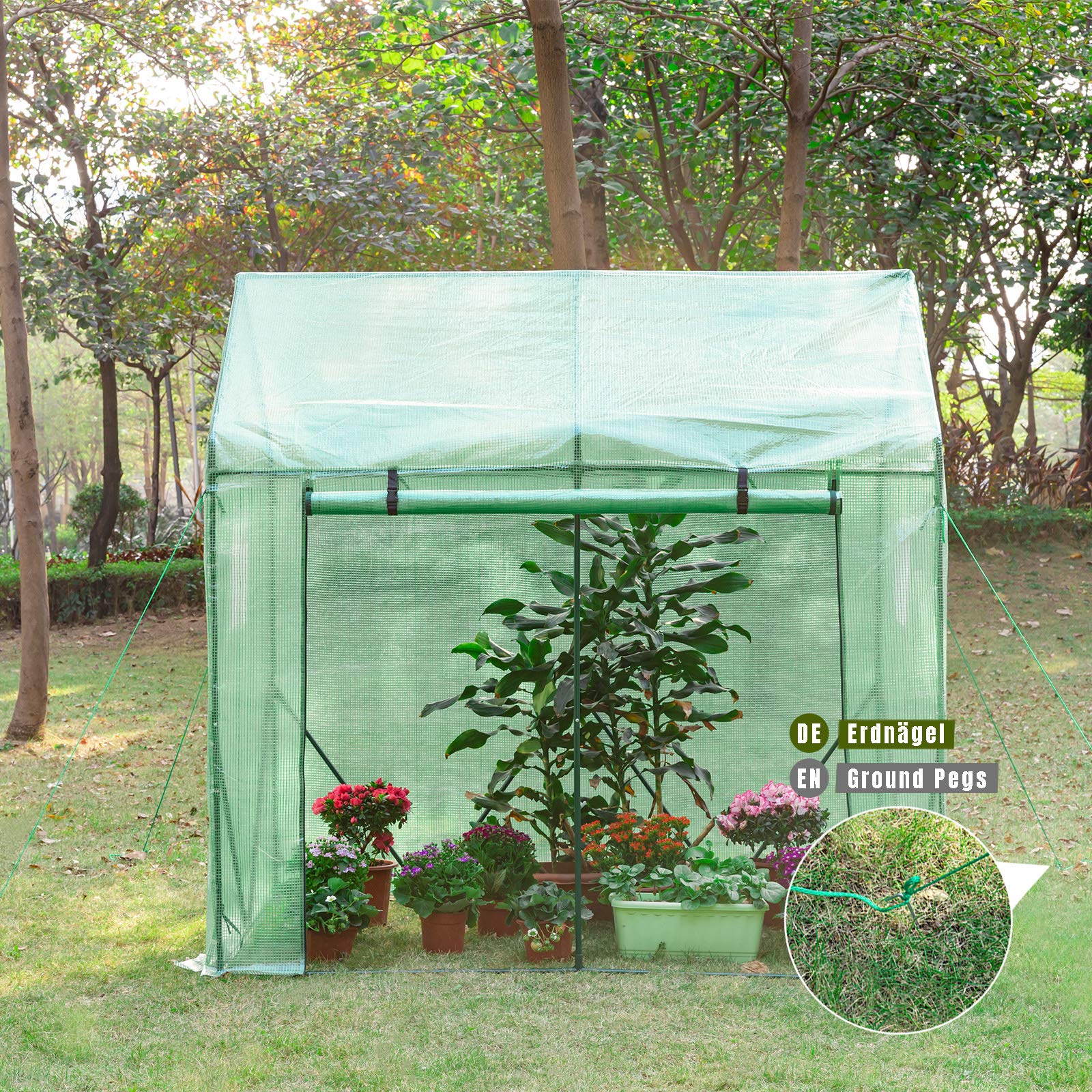 Yorbay Foliengewächshaus 200x140x200 cm mit Belüftungsfenster – Robustes Gewächshaus mit Frostschutz, wasserdicht & uv-beständig – Ganzjähriger Tomaten- & Pflanzenschutz für Garten und Terrasse