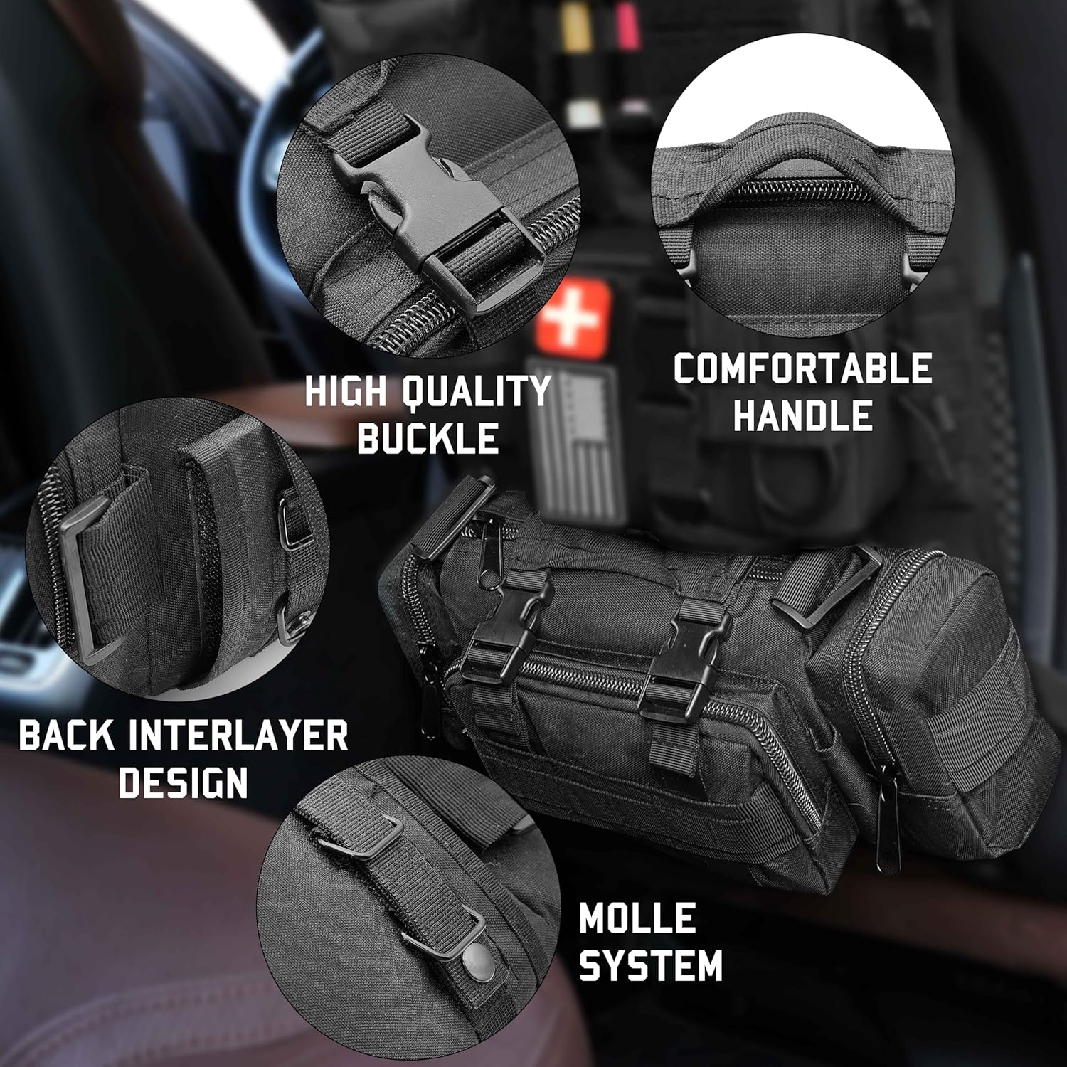 Tactical Duffel Bags for Men, 3P Military Molle Waist Fanny Packs EDC Utility Pouch Crossbody with Shoulder Strap Hand Carry