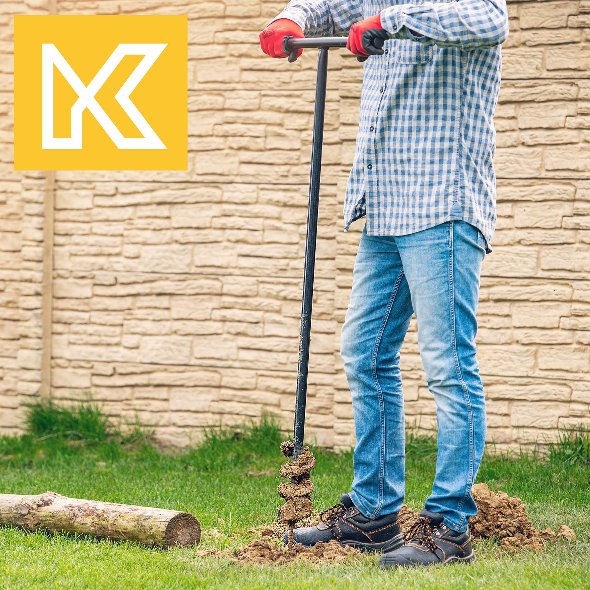 KADAX Tarière Manuelle avec Poignée en Métal, Outil de Jardinage à Main pour Creuser des Trous, Planter des Arbres et Installer des Clôtures (80 mm)