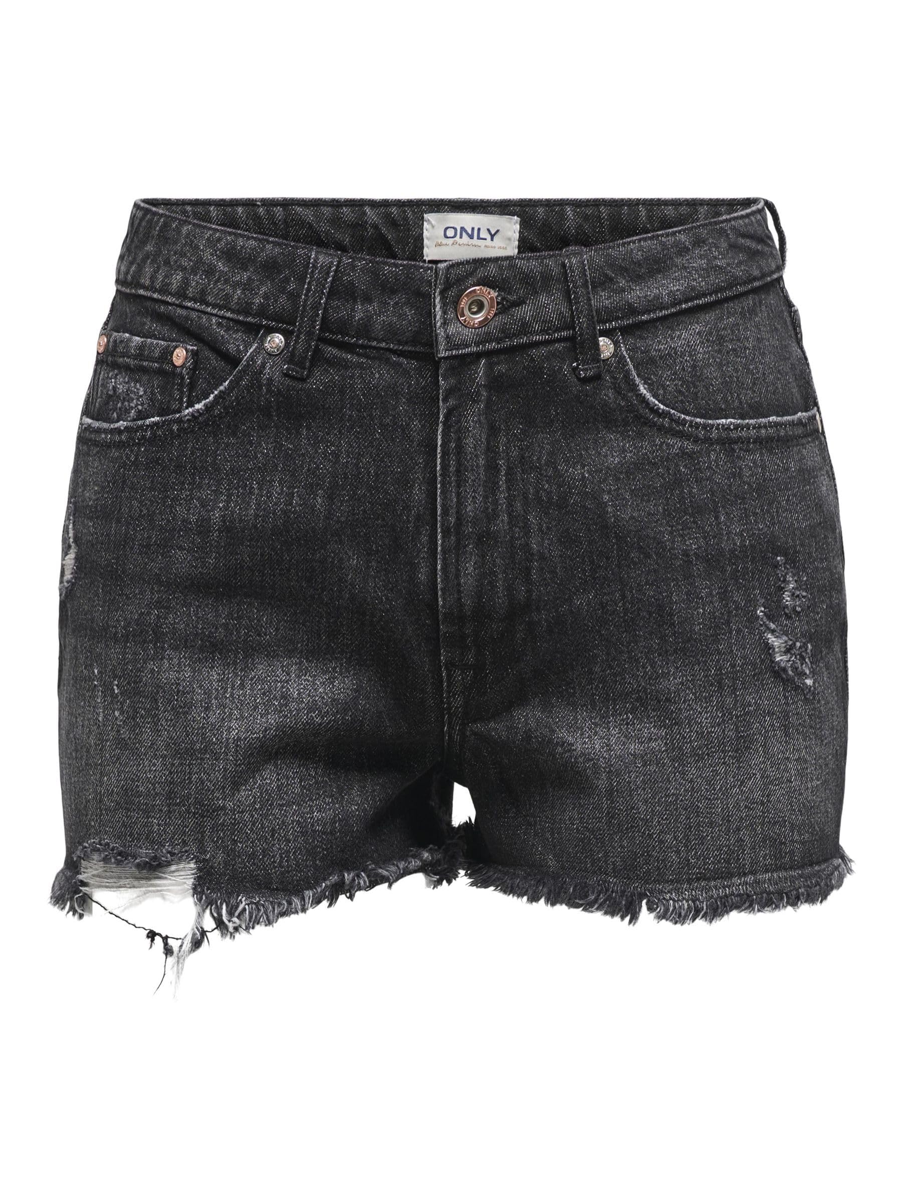 ONLY Onlfine HW Reg DST RW Pantalones Cortos Dnm Anabox Vaqueros, Black Denim, L para Mujer