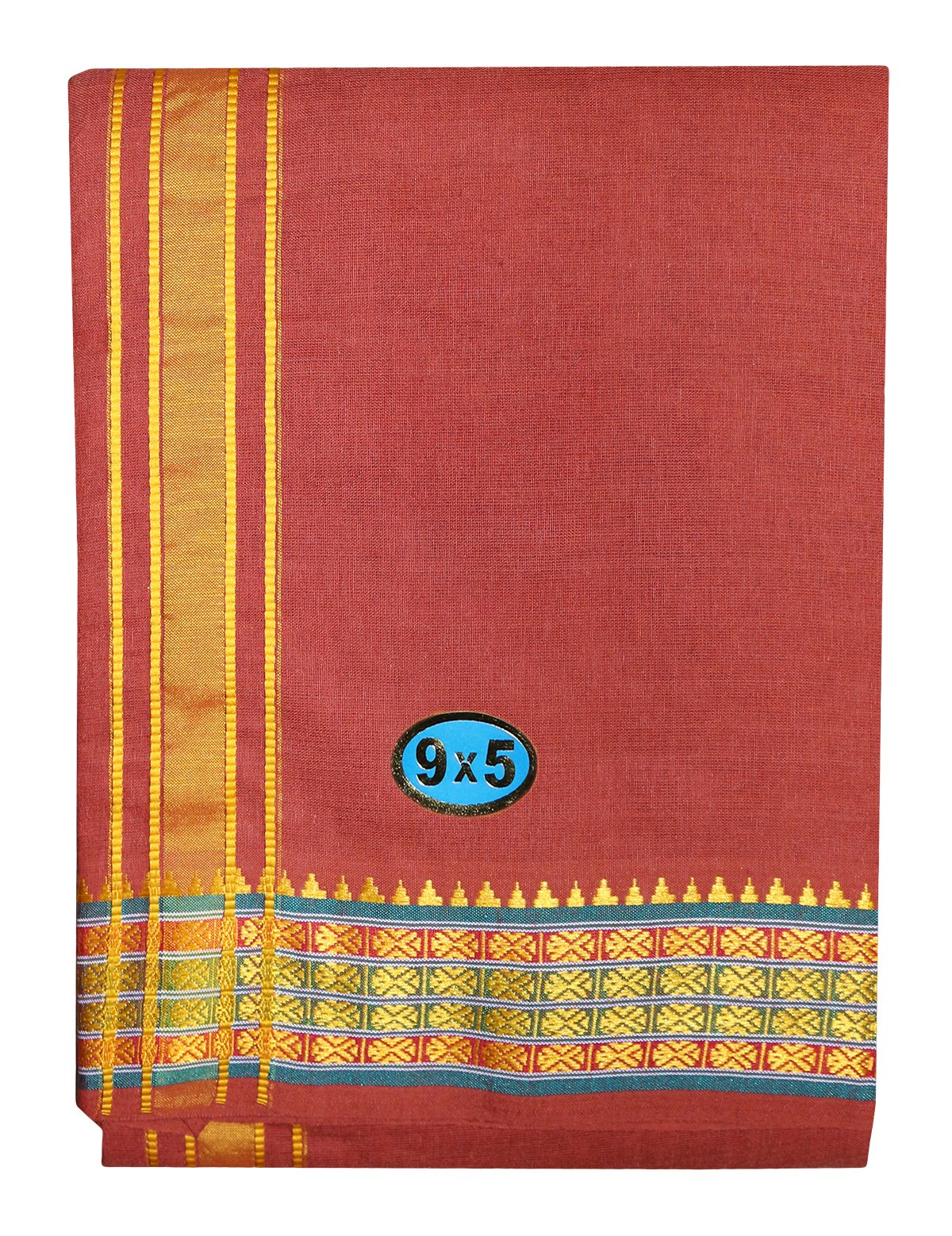 PRAKASAM COTTON Mens Panjakejam 9X5 Cotton Dhoti + Towel set (Dark Kavi)-image-30