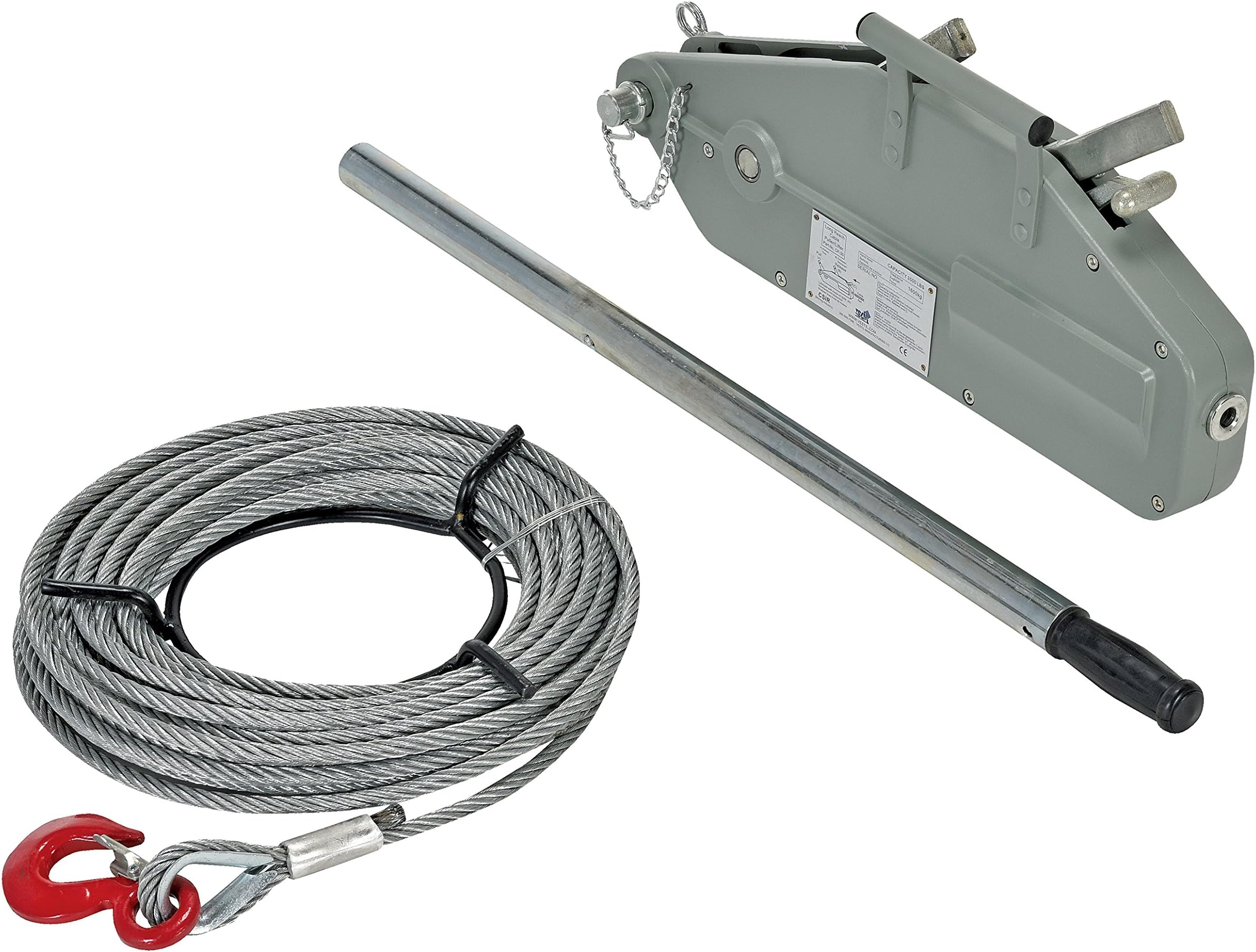 Vestil CP-30 Steel Long Reach Cable Puller 21-1/2 In. x 3-3/4 In. x 44 In. 3000 Lb. Capacity Silver
