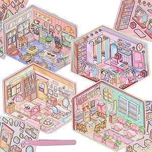 Amazon.com: 8 Sets DIY 3D Fun Mini House Scene Stickers with Tweezers